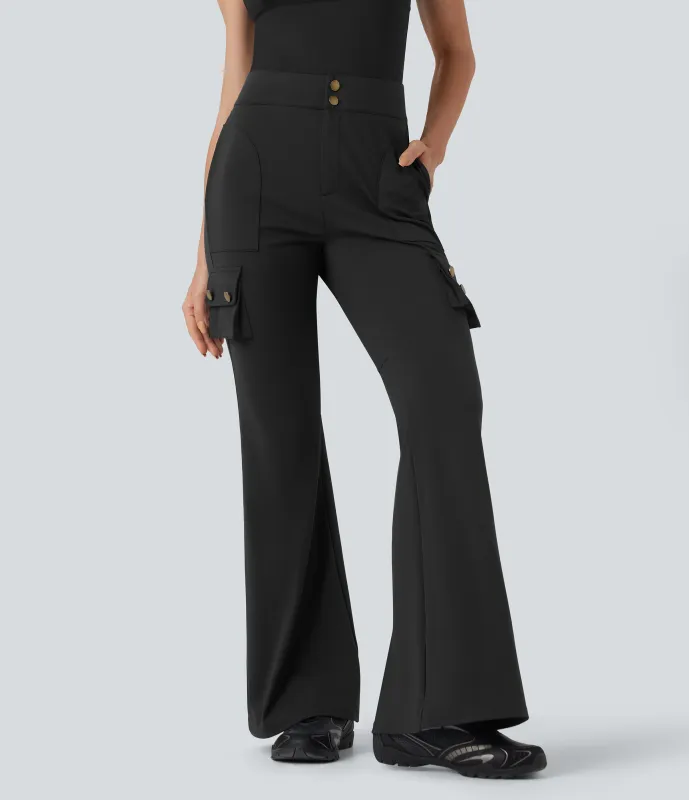 Halara Pantalones cargo acampanados de senderismo de cintura alta con bolsillos - Black - M(regular) sold by Halara