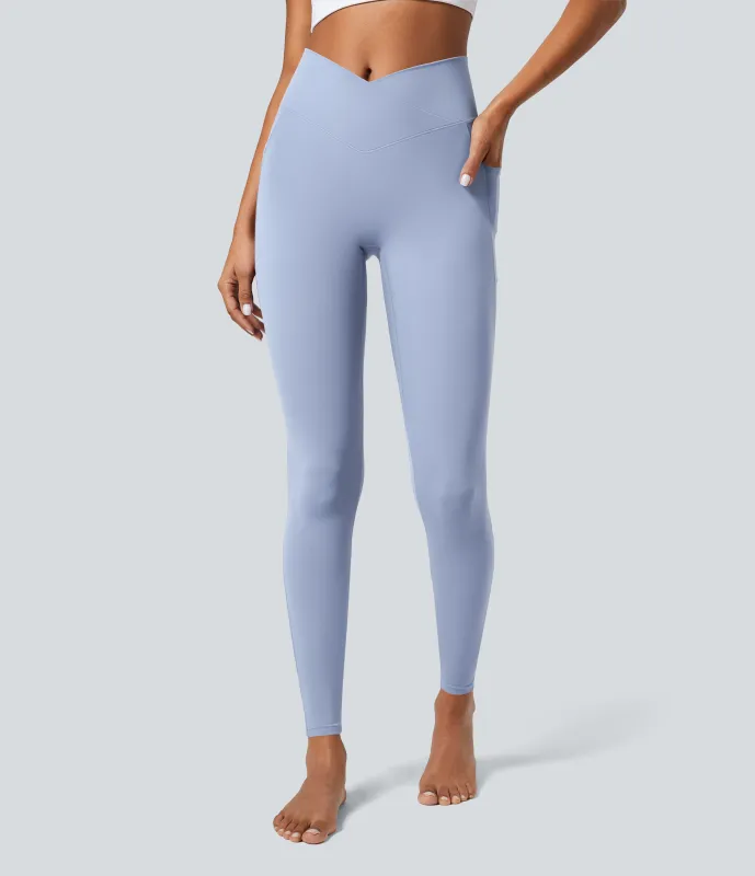 Halara Leggings Softlyzero™ liso bolsillo cruzado - Xenon Blue - L(7/8) sold by Halara