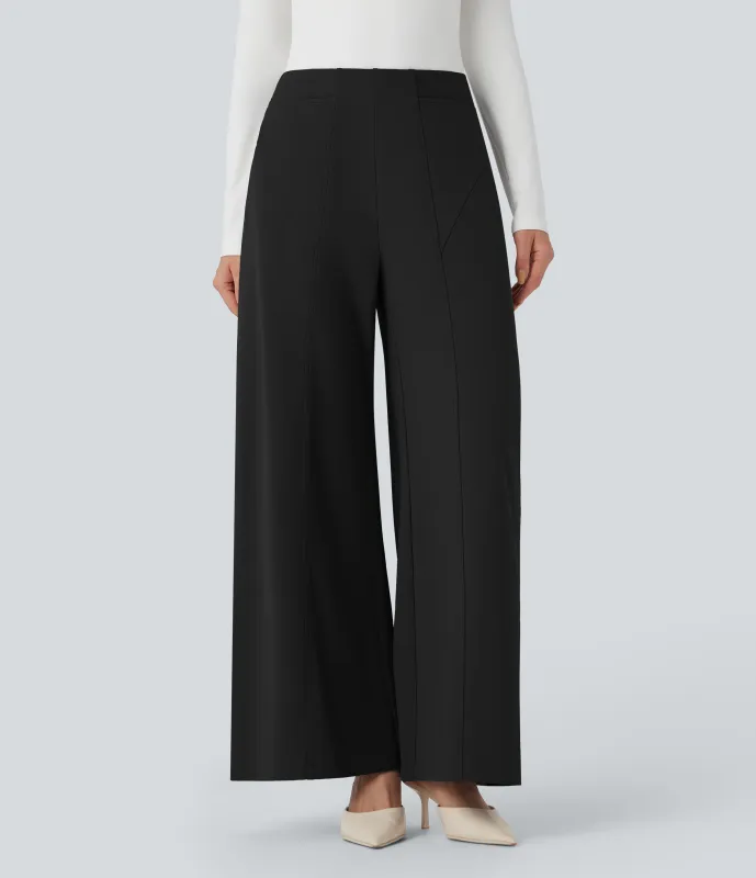 Halara Pantalones de oficina anchos Halara Flex™ de tiro medio y bolsillos - Black - M(regular) sold by Halara