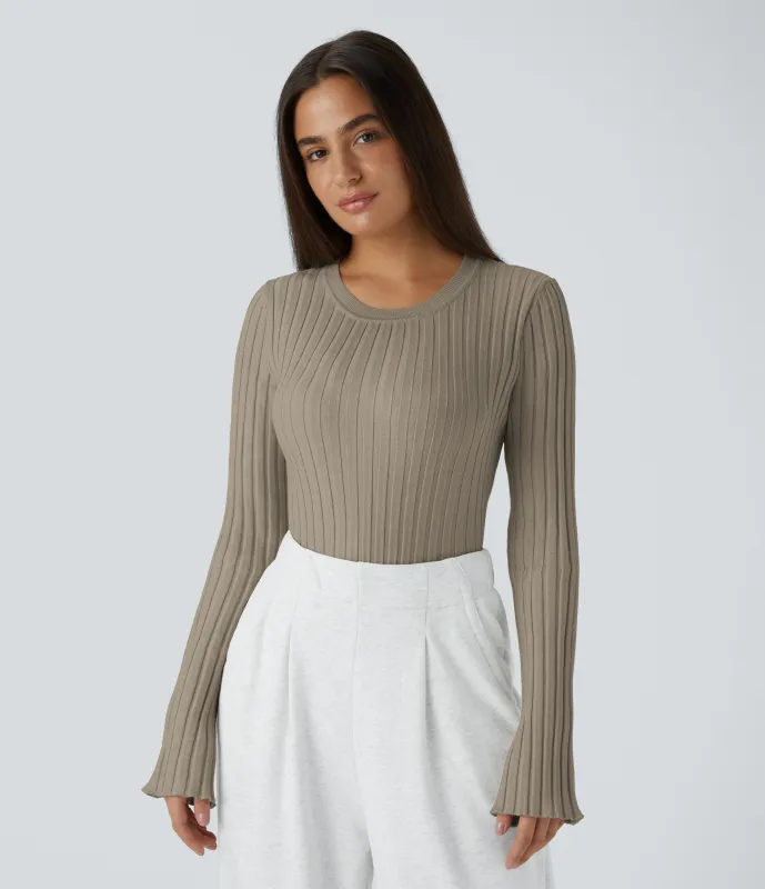 Halara Suéter cuello redondo manga larga volante - Winter Twig - XL sold by Halara