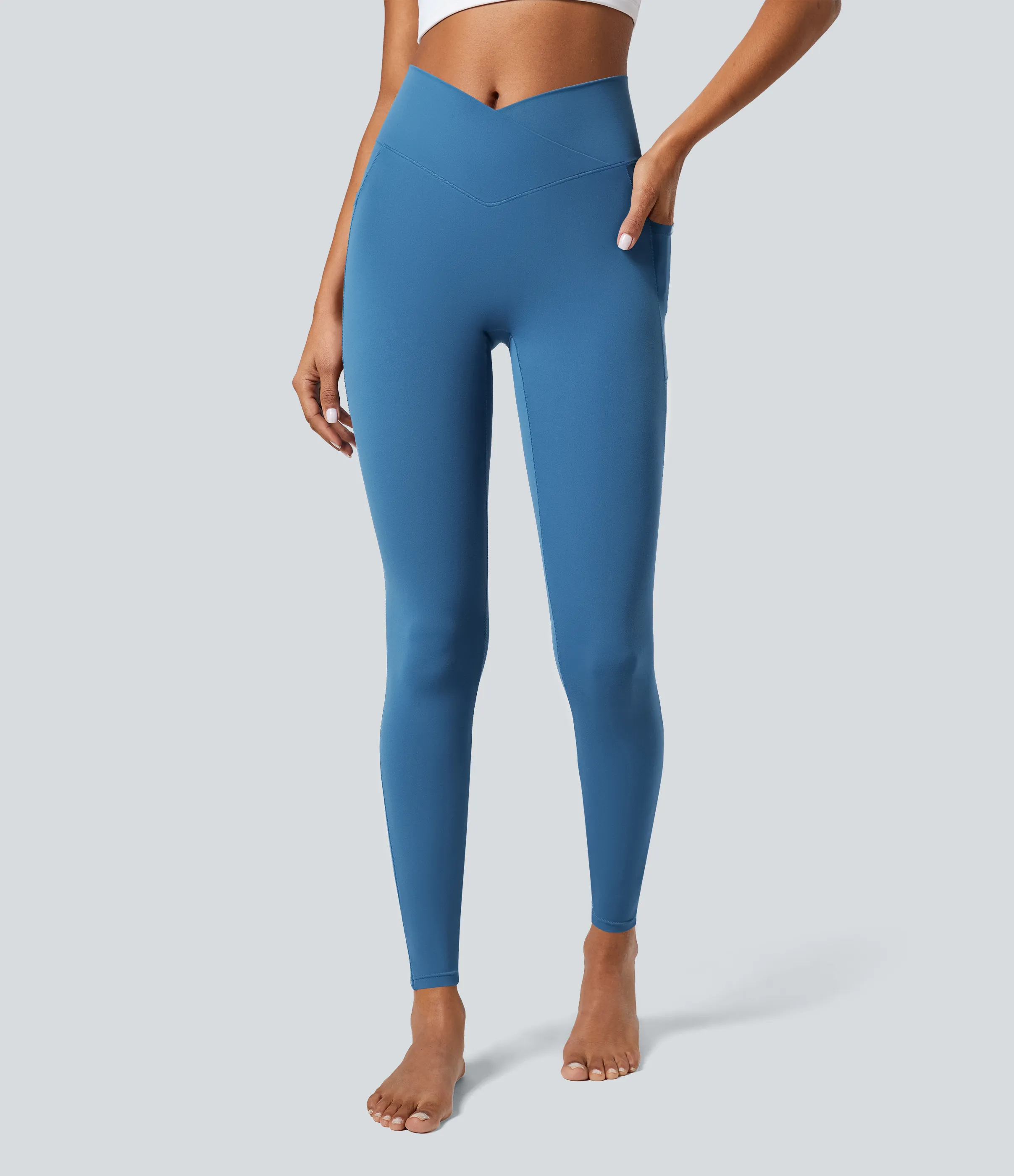 Halara Leggings Softlyzero™ liso bolsillo cruzado -UPF50+ - Gloomy Blue - L(full_length) sold by Halara product image thumbnail 2
