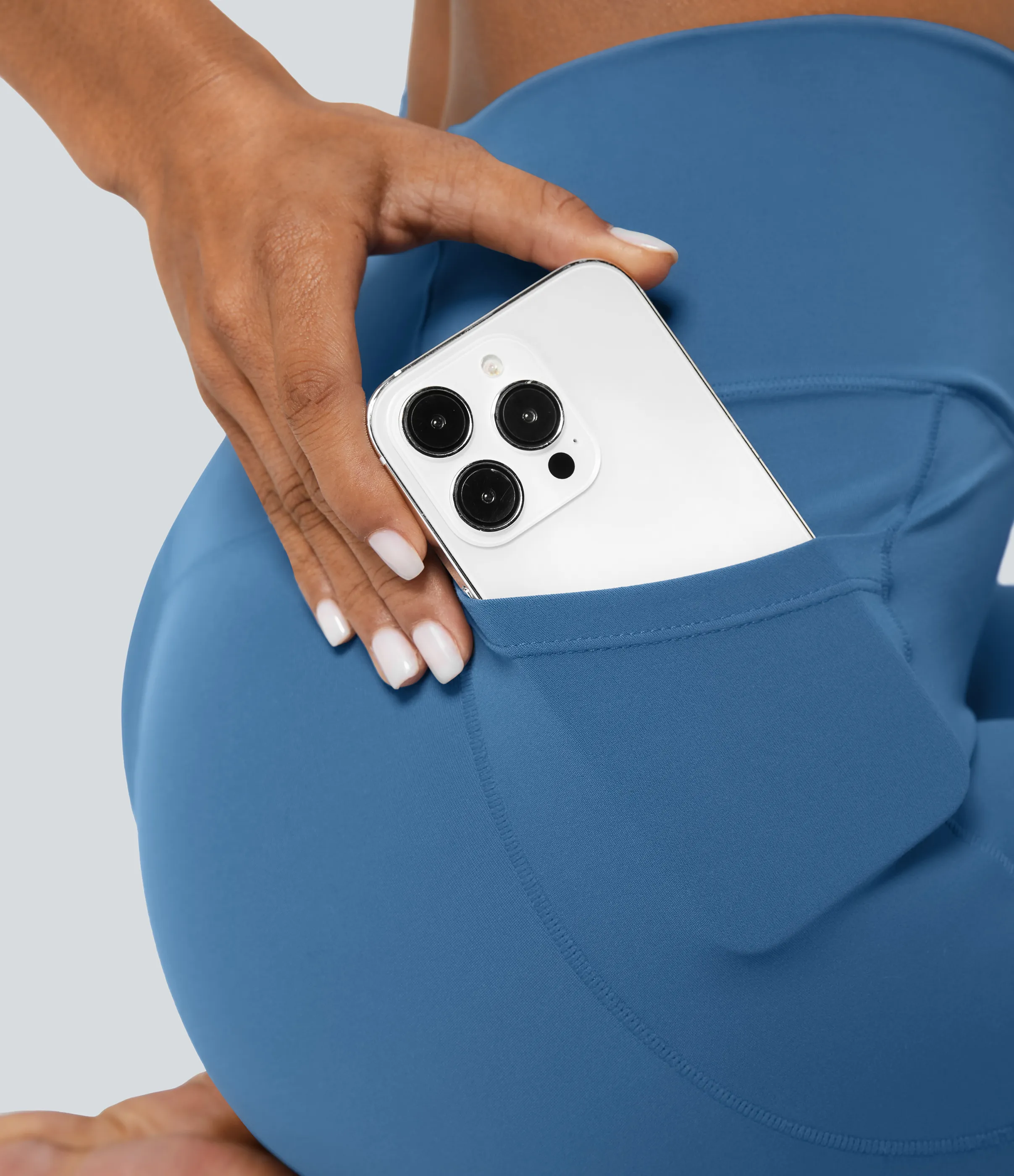 Halara Leggings Softlyzero™ liso bolsillo cruzado -UPF50+ - Gloomy Blue - L(full_length) sold by Halara product image thumbnail 5