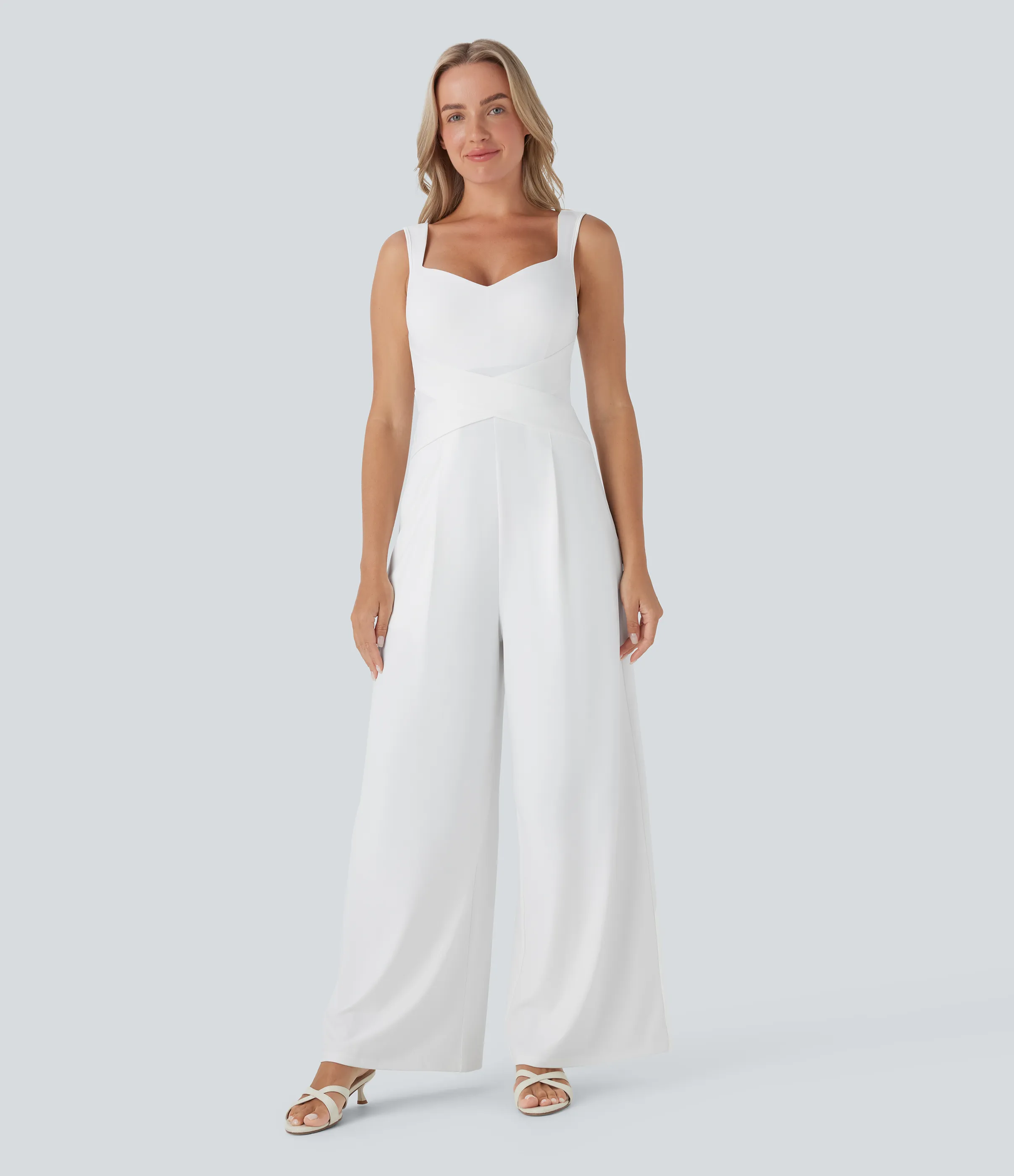 Halara Jumpsuit casual sin mangas con espalda en U y bolsillos - White - XS(regular) sold by Halara
