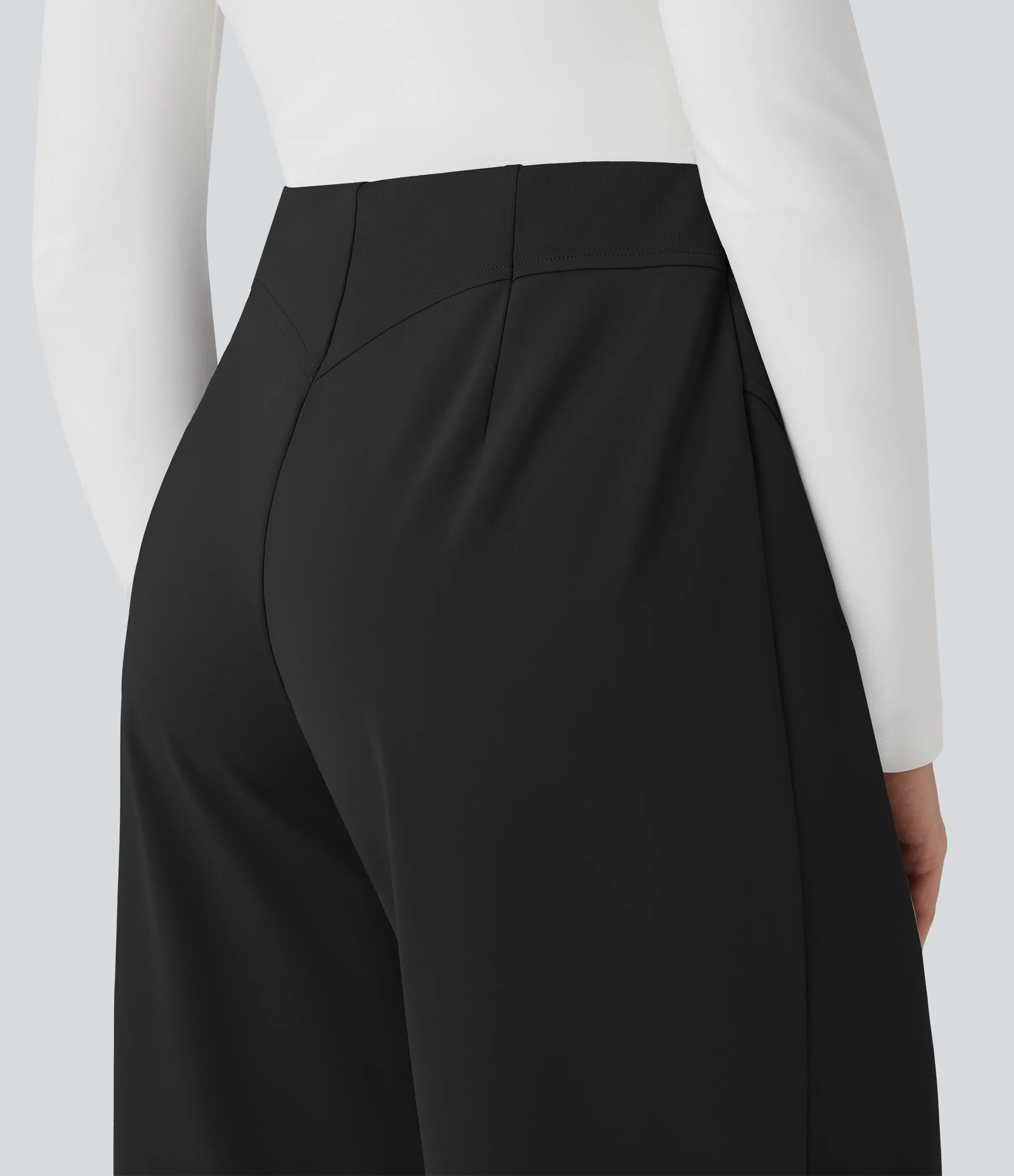 Halara Pantalones de oficina anchos Halara Flex™ de tiro medio y bolsillos - Black - L(regular) sold by Halara product image thumbnail 5