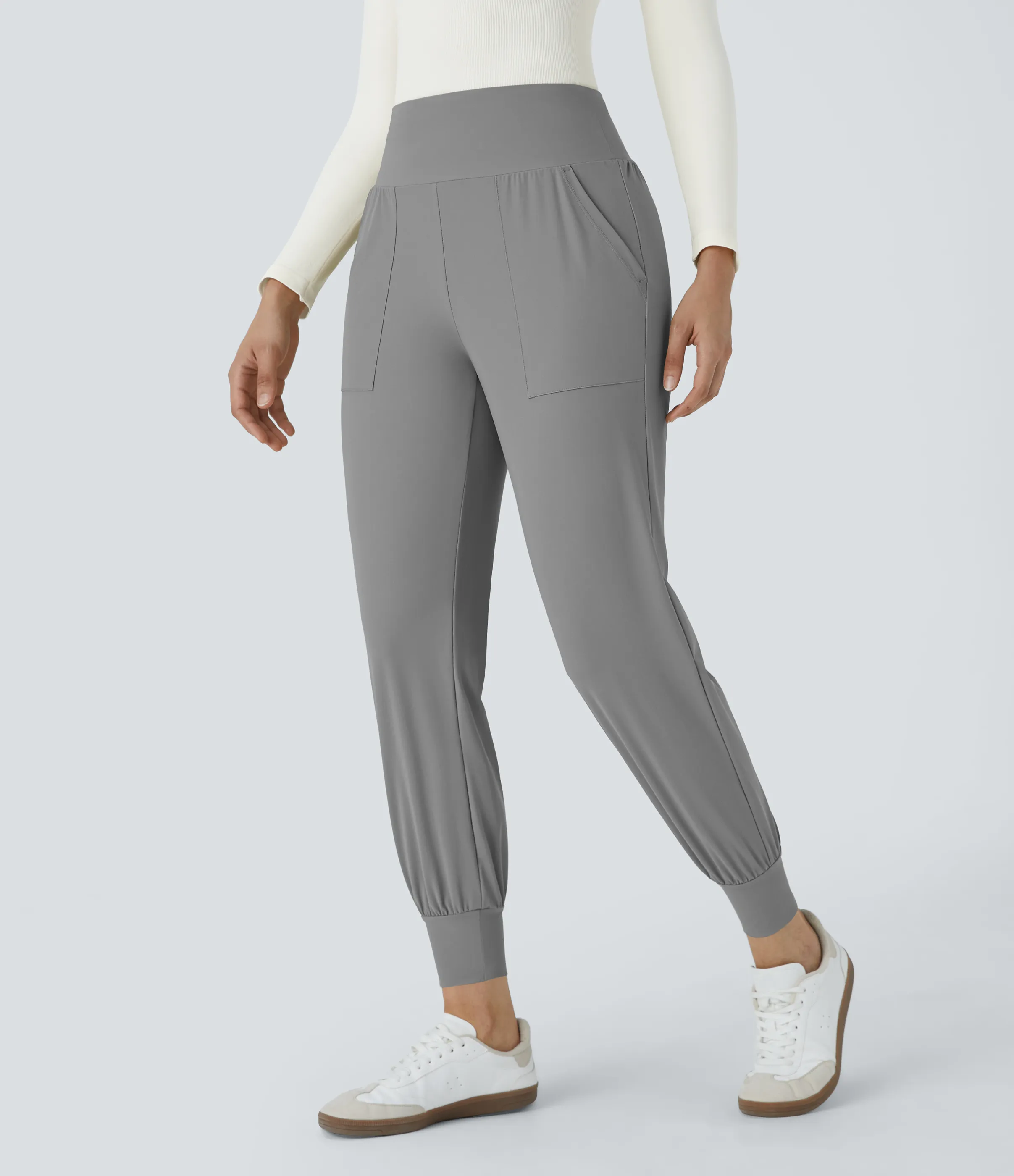 Halara Joggers de tiro alto con bolsillos laterales - Gray Flannel - M(petite) sold by Halara product image thumbnail 4