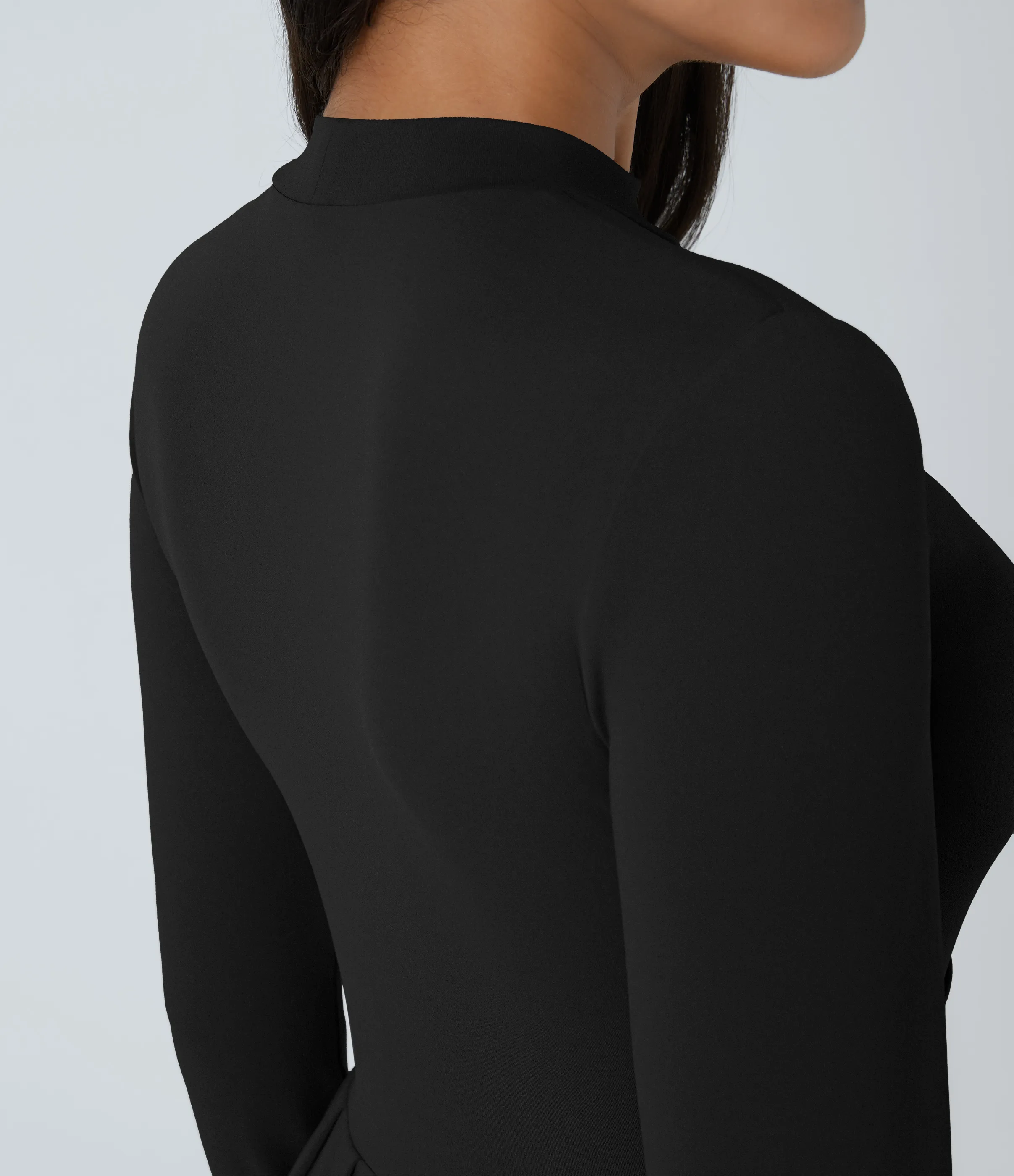 Halara Vestido largo cuello alto manga larga bolsillo lateral plisado acampanado - Black - XL sold by Halara product image thumbnail 5