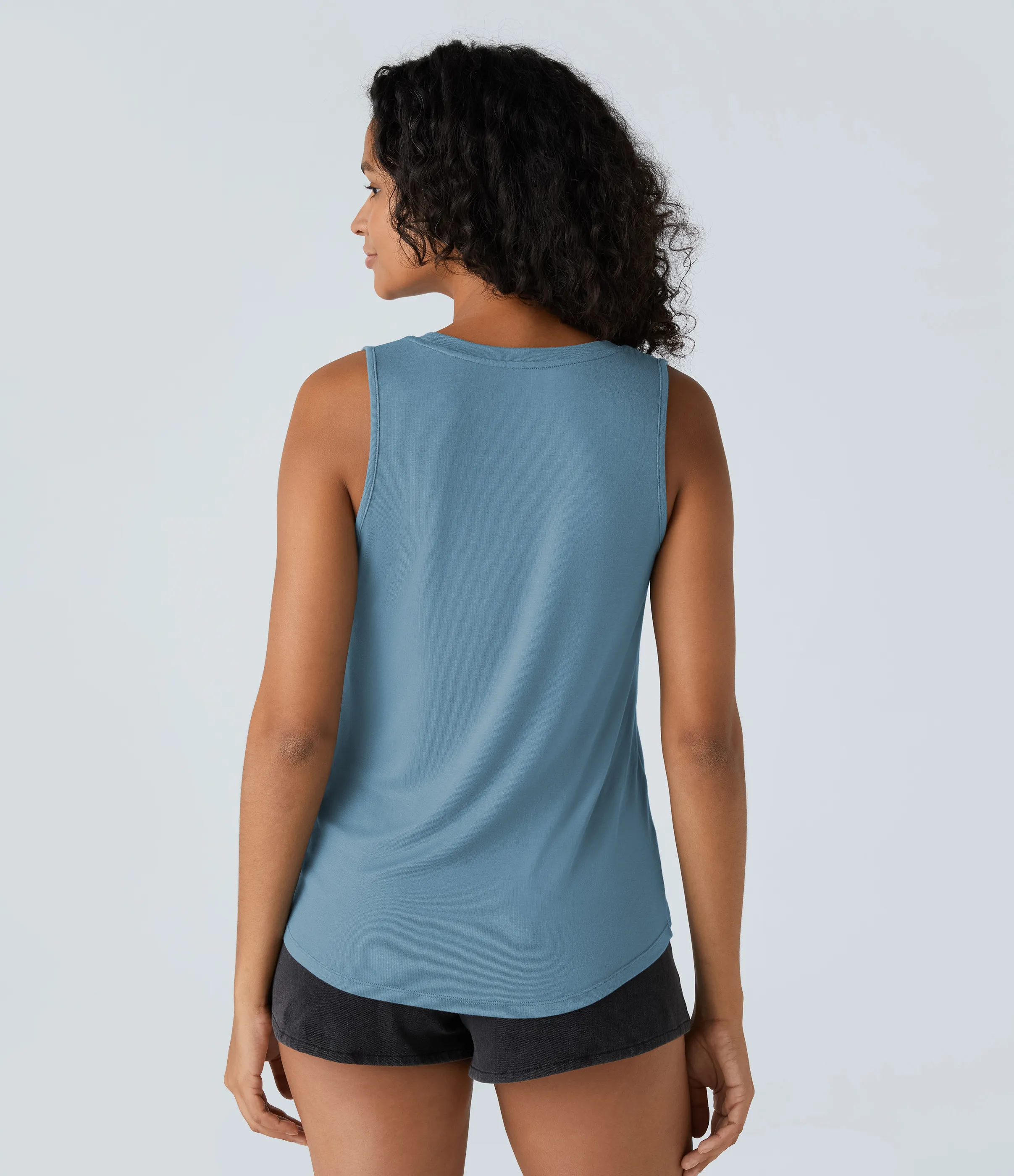 Halara Camiseta sin mangas básica cuello redondo acanalado - Rainy Sky Blue - XL sold by Halara product image thumbnail 3