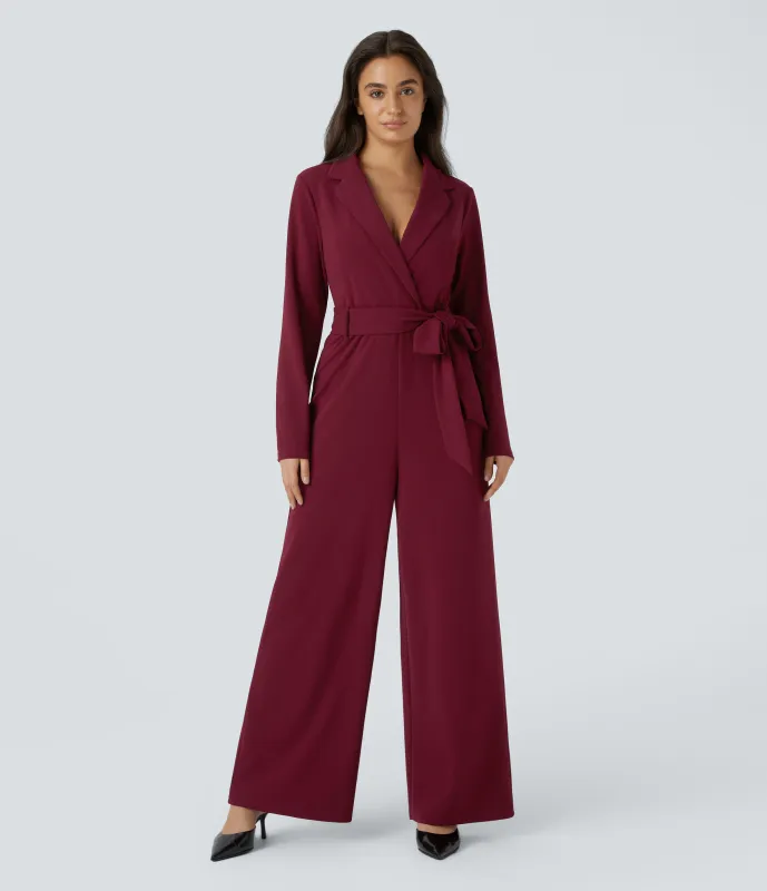 Halara Mono cinturón manga larga cuello entallado - Cabernet - XS(regular) sold by Halara