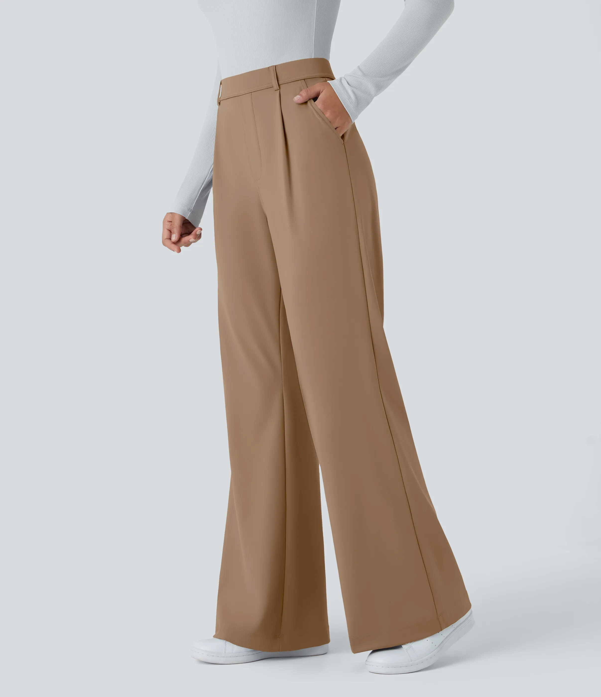 Halara Pantalón oficina acampanado bolsillo lateral tiro alto - Burro - M(tall) sold by Halara product image thumbnail 4