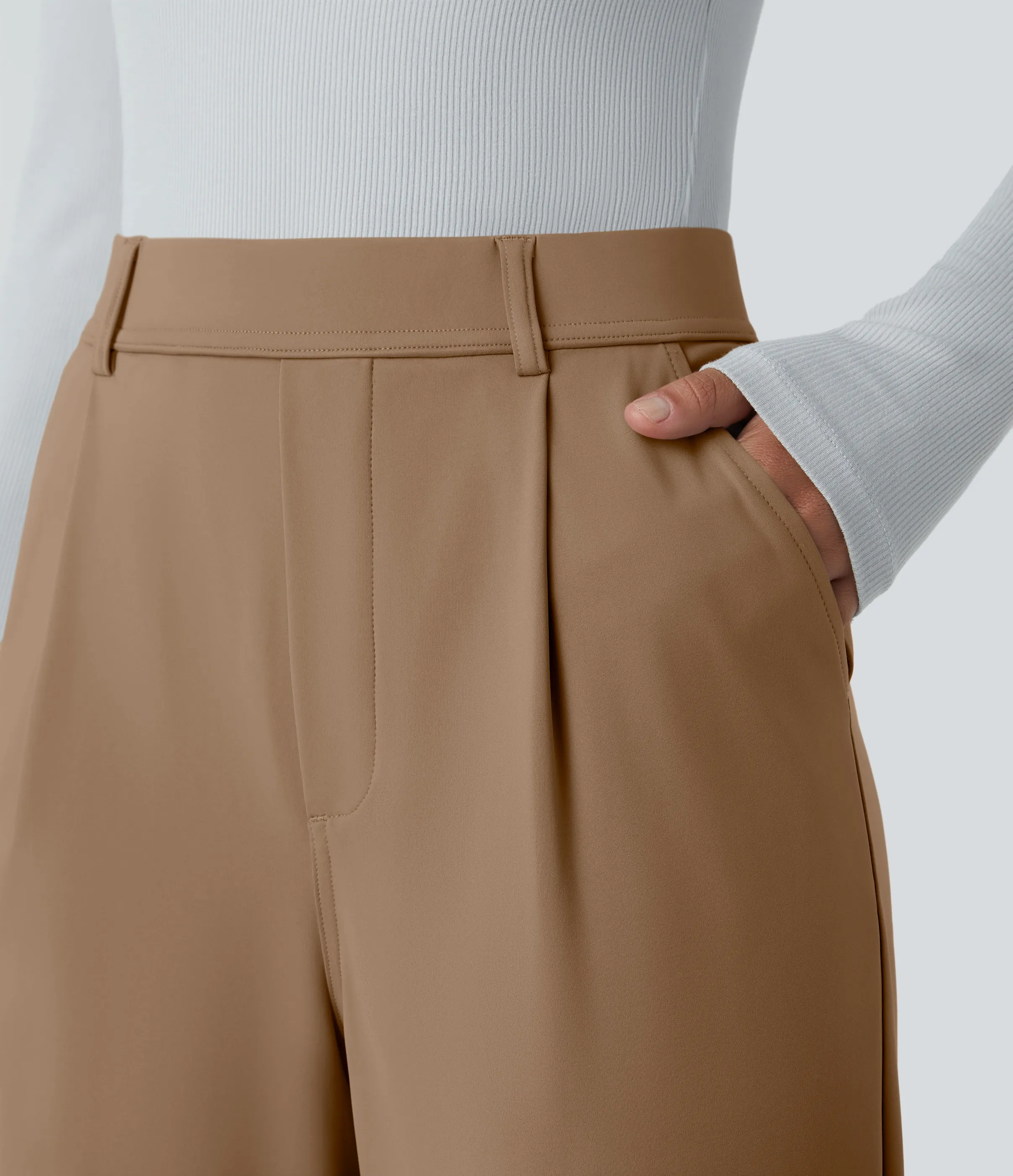 Halara Pantalón oficina acampanado bolsillo lateral tiro alto - Burro - M(tall) sold by Halara product image thumbnail 5