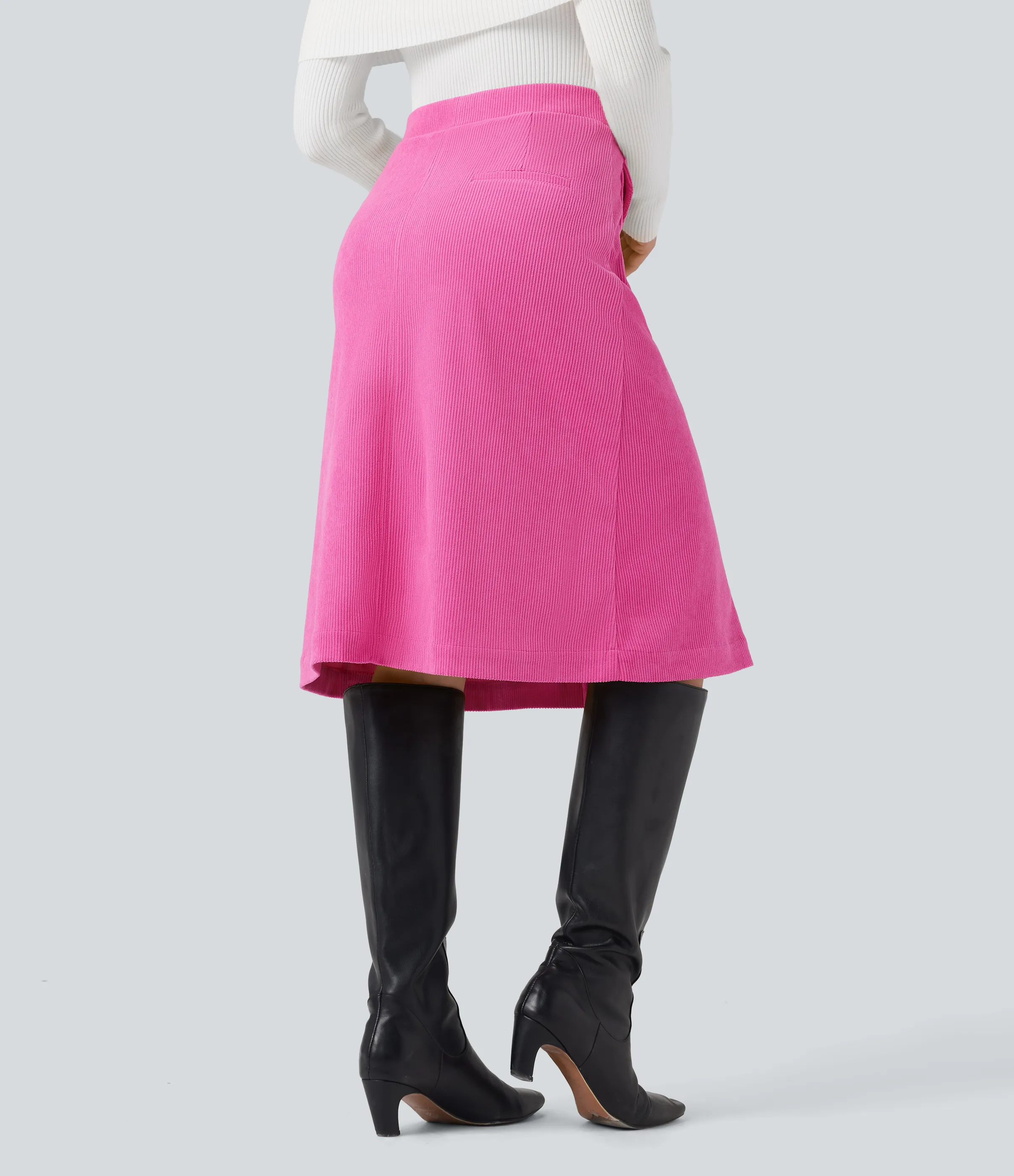 Halara Falda pana midi abertura bolsillo solapa lateral delantero tiro medio - Fedora Red Purple - XL(regular) sold by Halara product image thumbnail 3