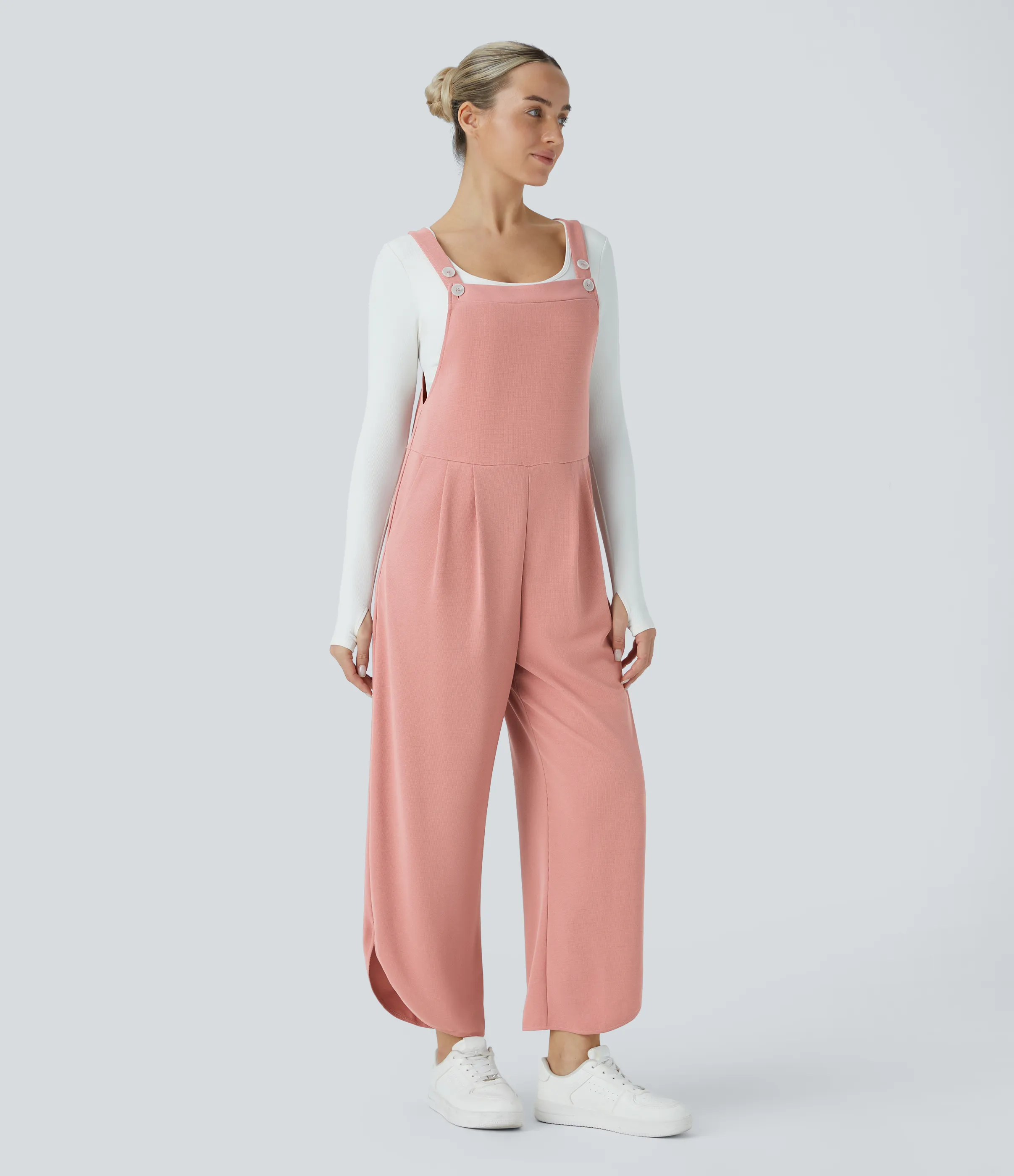 Halara Mono gofre dobladillo curvado bolsillo lateral plisado correa ajustable - Rose Tan - S(regular) sold by Halara product image thumbnail 4