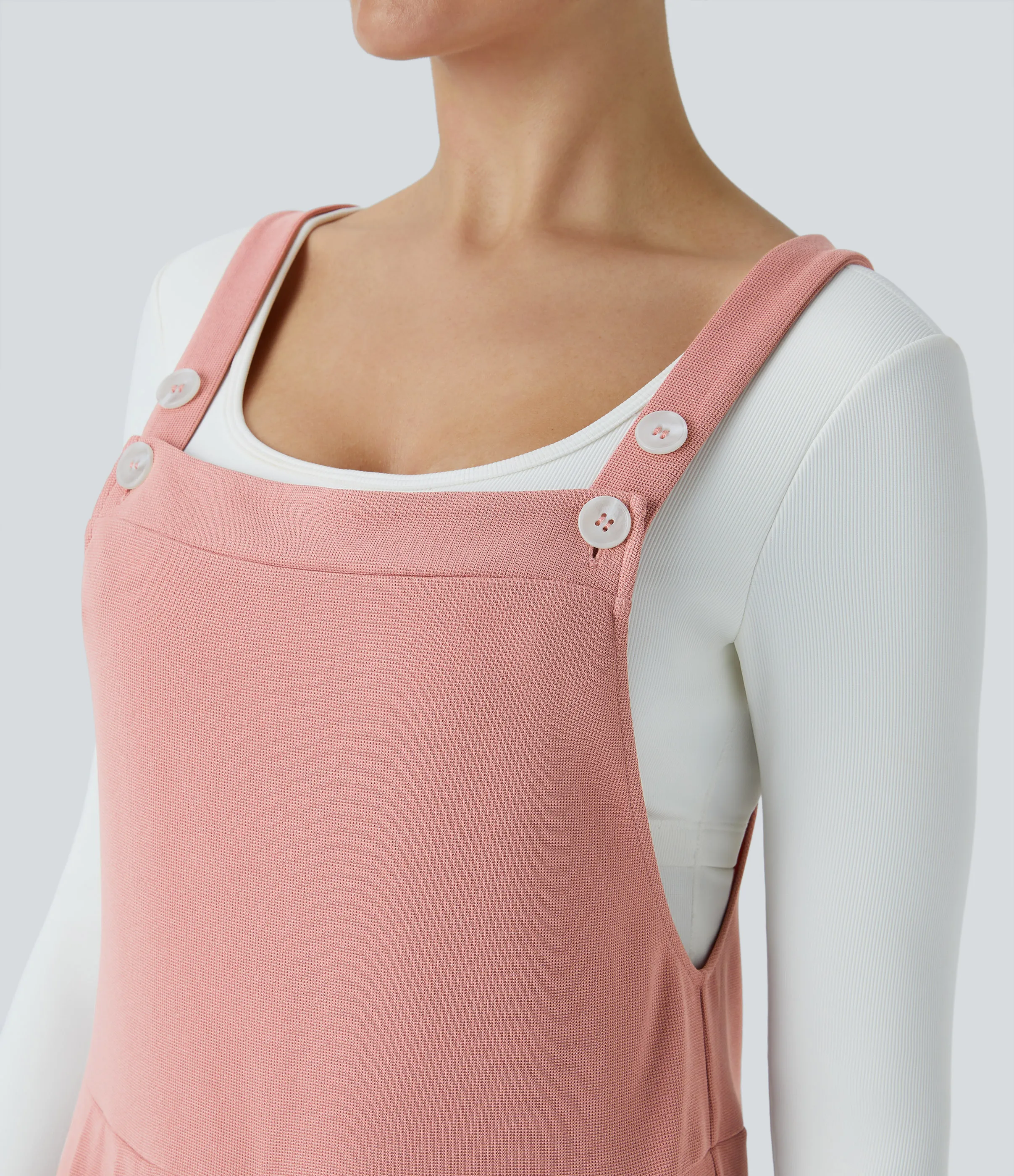 Halara Mono gofre dobladillo curvado bolsillo lateral plisado correa ajustable - Rose Tan - S(regular) sold by Halara product image thumbnail 5