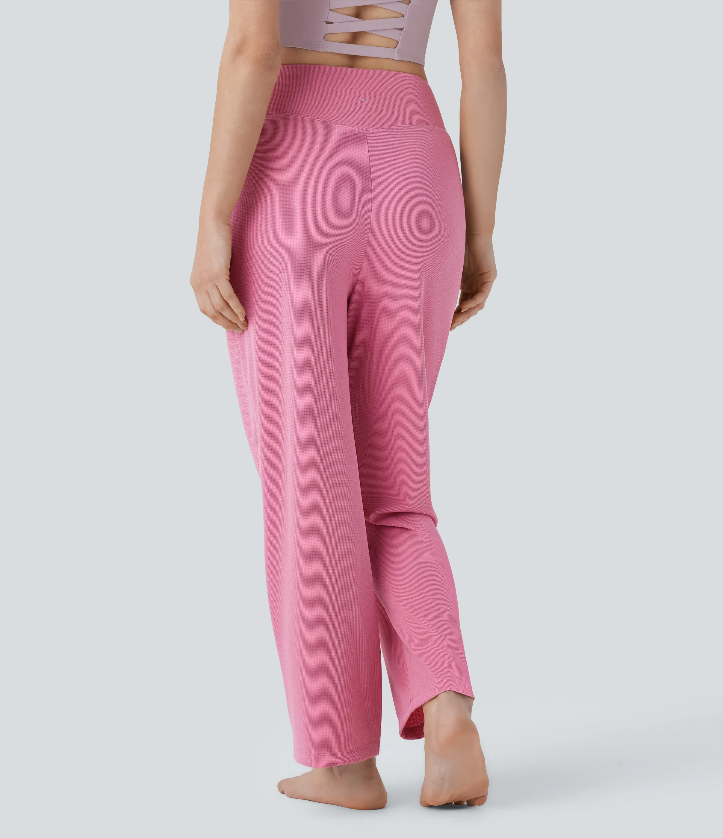 Halara Pantalón yoga tiro medio bolsillo lateral pierna recta efecto gofre - Rouge Pink - XL(regular) sold by Halara product image thumbnail 3