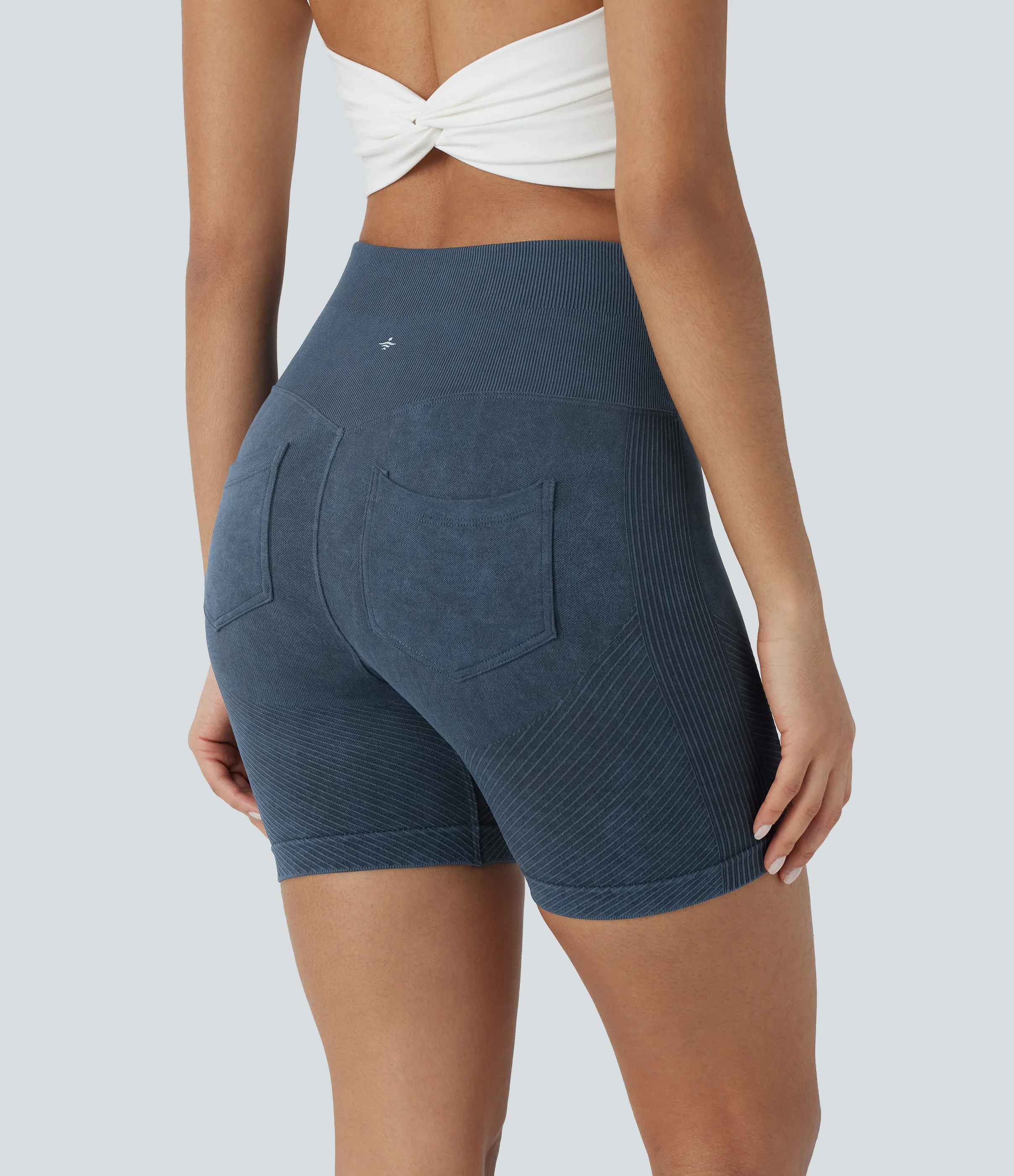 Halara Pantalón corto yoga ciclista tiro alto lavado bolsillo trasero sin costuras 5.5'' - Peacoat - XS(regular) sold by Halara product image thumbnail 2