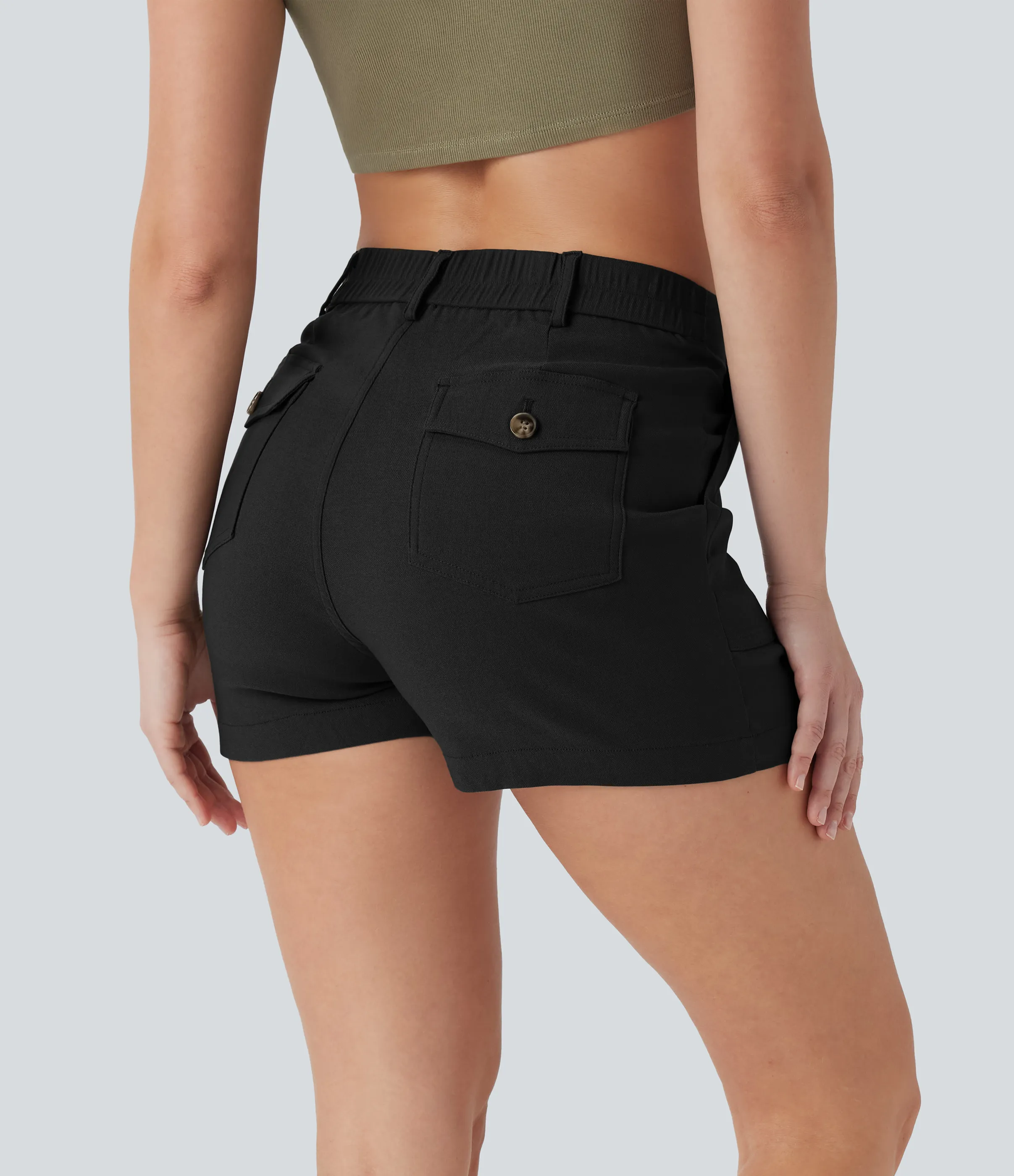 Halara Shorts casuales de tiro alto con múltiples bolsillos - Black - S sold by Halara product image thumbnail 3