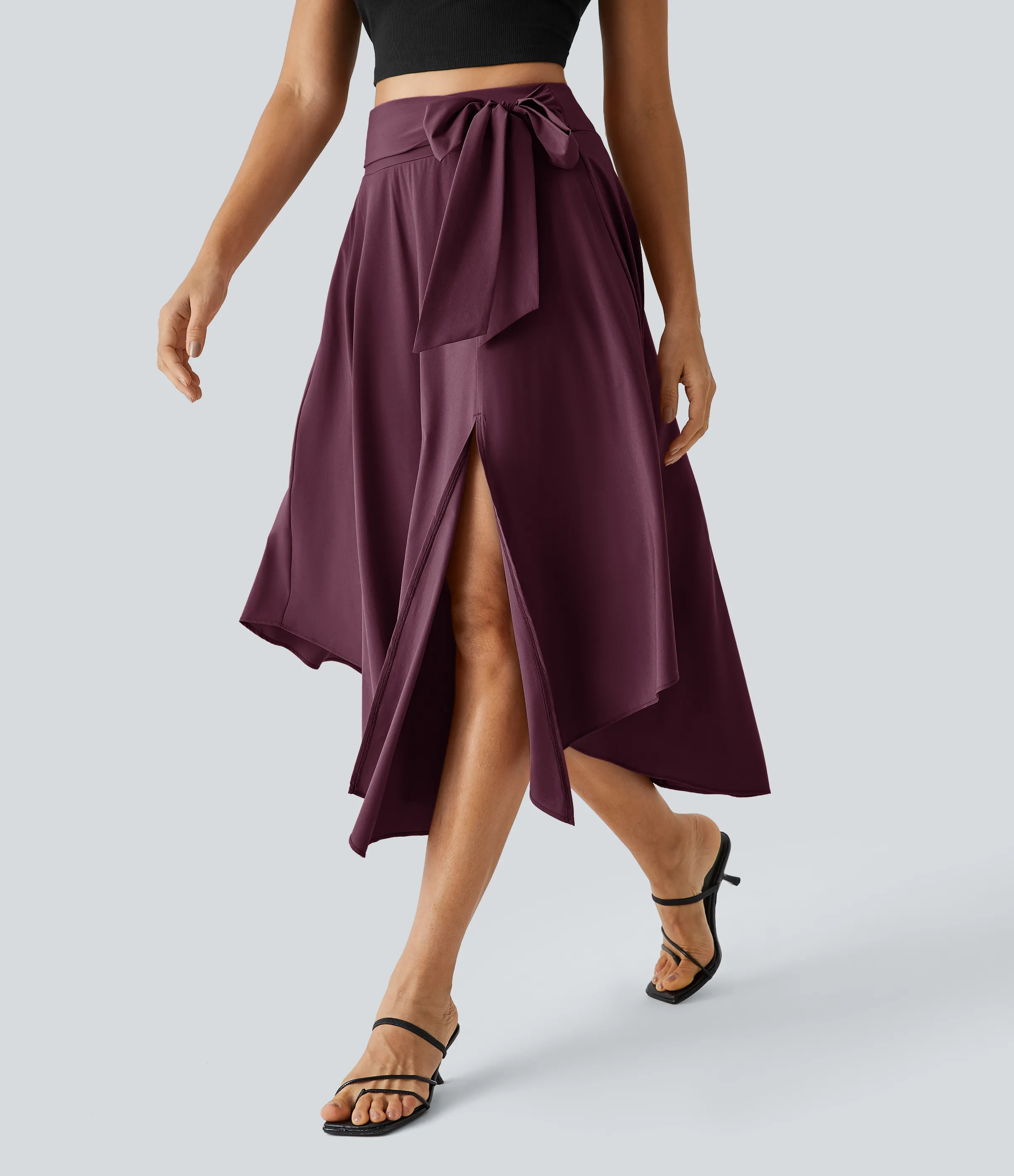 Halara Falda casual midi fluida Breezeful™ 2 en 1 con abertura lateral y tiro alto de secado rápido - Amaranth - L(regular) sold by Halara product image thumbnail 4