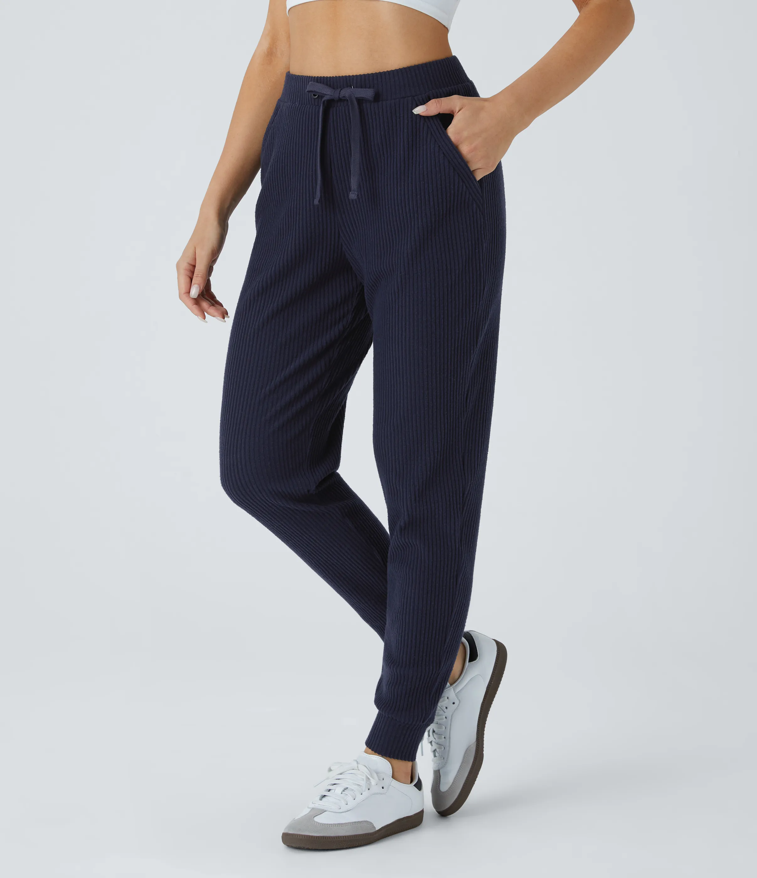 Halara Pantalón deportivo tiro medio canalé cordón múltiple bolsillo - Maritime Blue - XS(regular) sold by Halara product image thumbnail 4