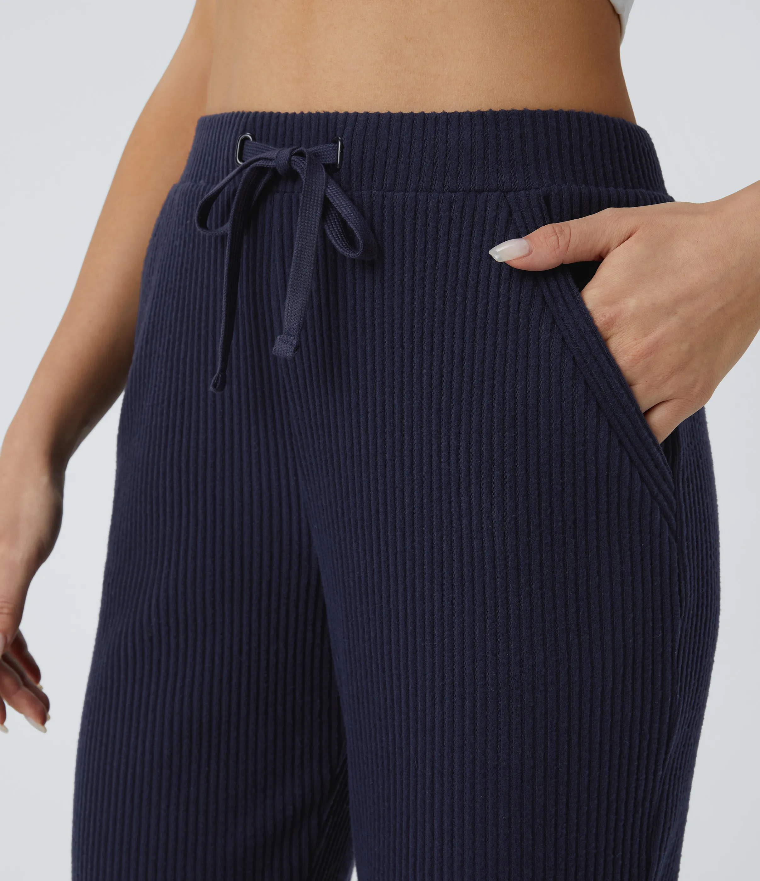 Halara Pantalón deportivo tiro medio canalé cordón múltiple bolsillo - Maritime Blue - XS(regular) sold by Halara product image thumbnail 5
