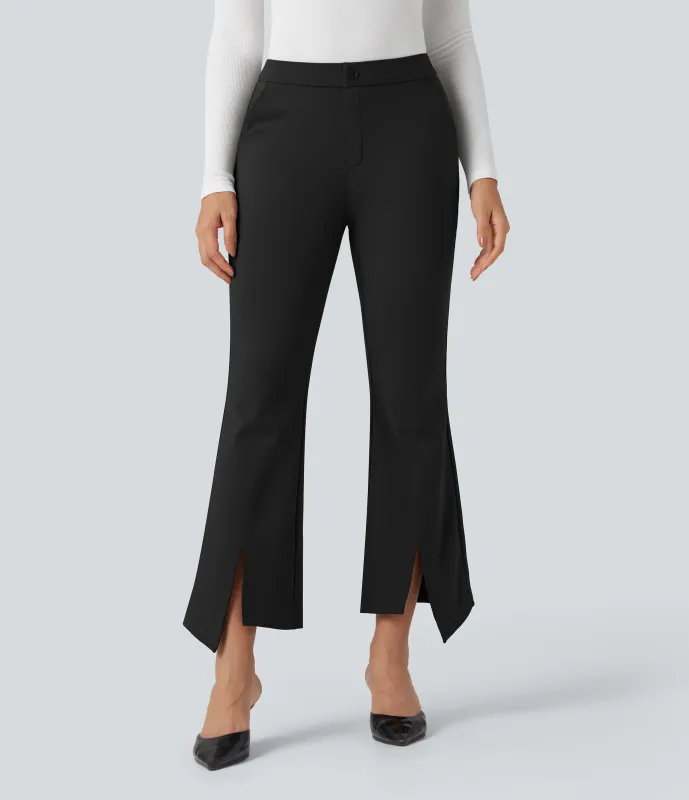 Halara Pantalones de oficina SoftlyZero™ afelpado térmico de tiro alto de 7/8 con abertura y bolsillos - Black - XL(regular) sold by Halara