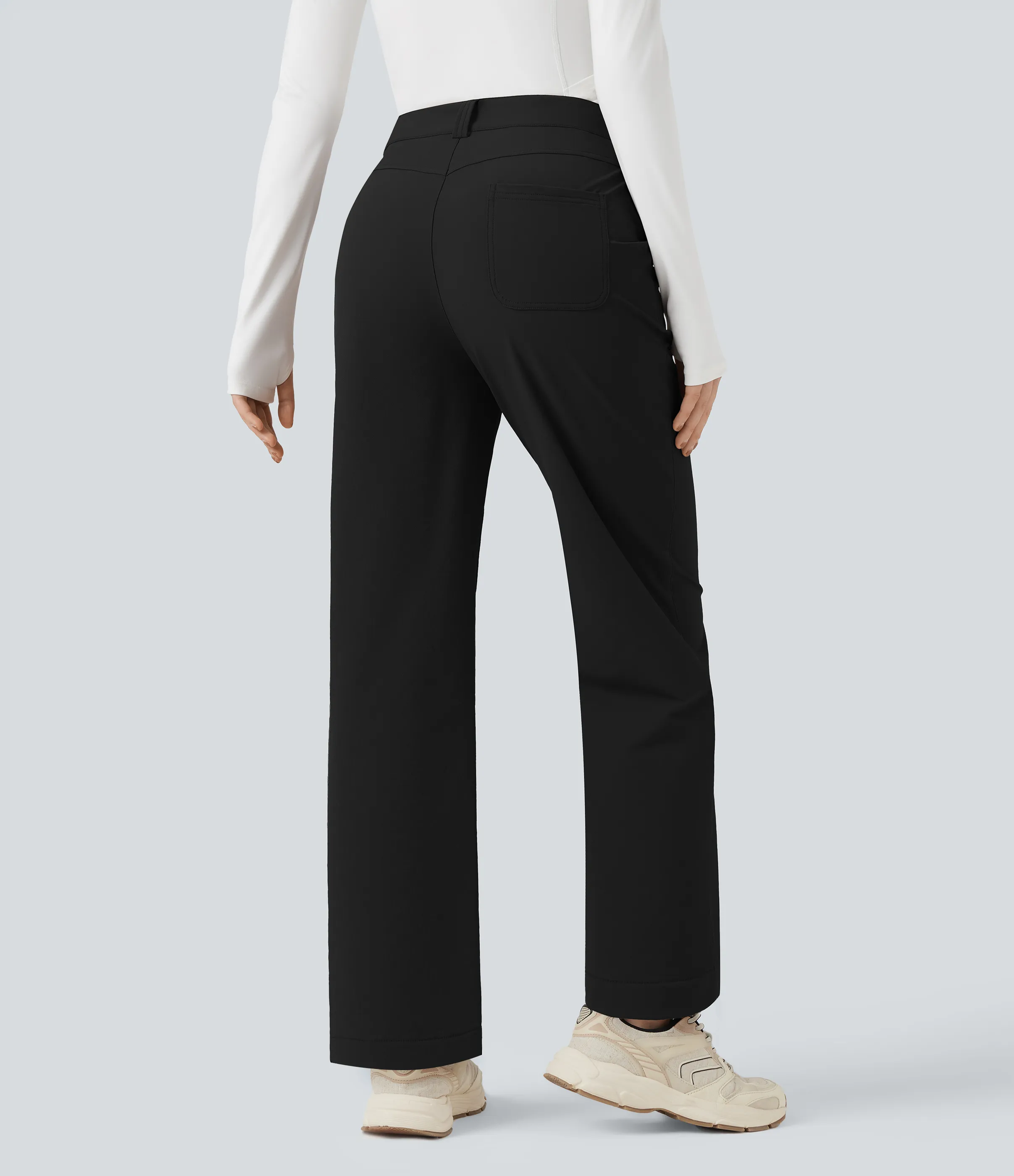 Halara Pantalones de senderismo rectos de tiro medio y resistentes al agua y con bolsillos - Black - M(regular) sold by Halara product image thumbnail 3