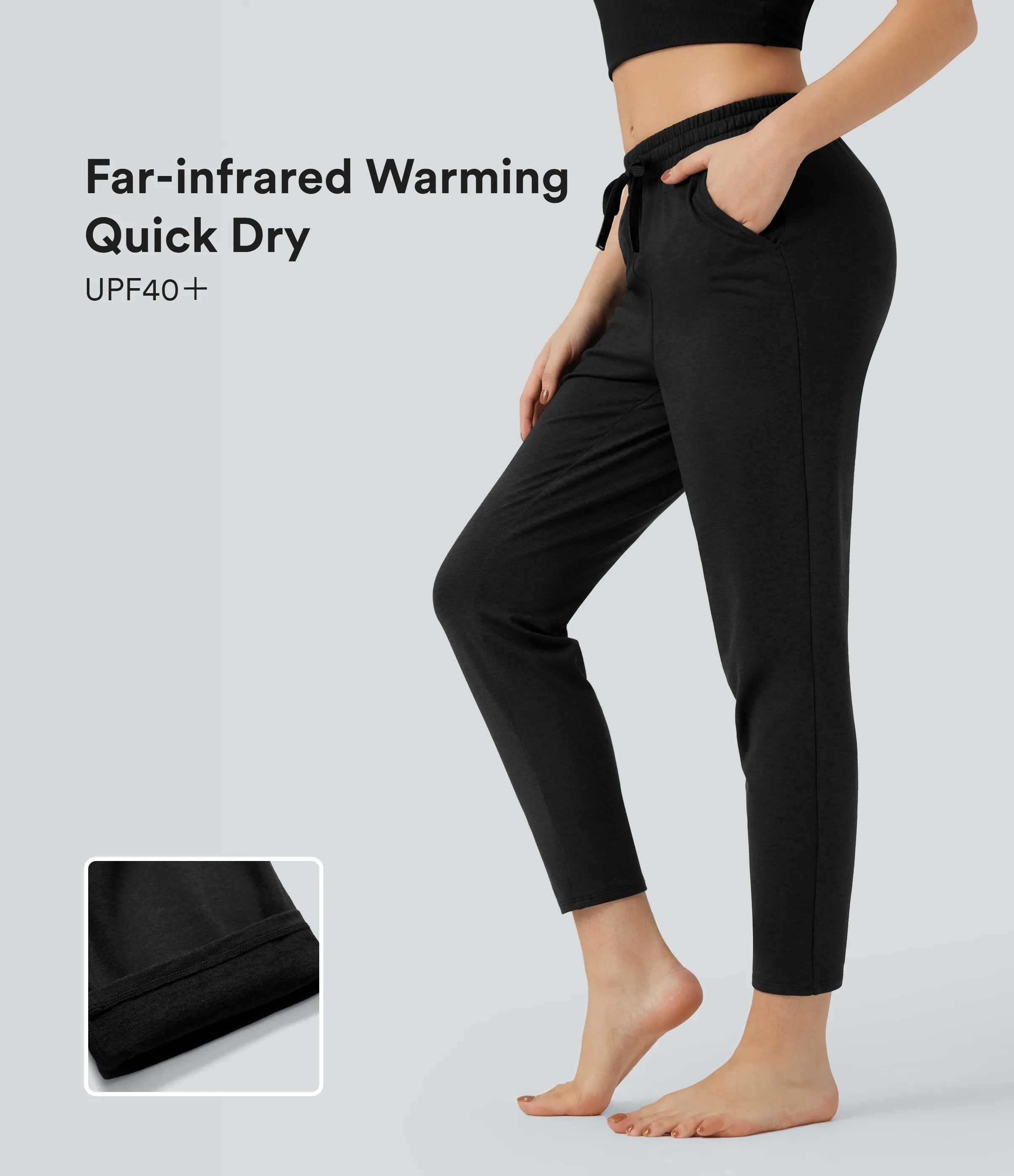 Halara Pantalones de descanso jaspeados de tiro medio con cordón y secado rápido con bolsillos - UPF 40+ - Coal Fade - S(regular) sold by Halara product image thumbnail 2