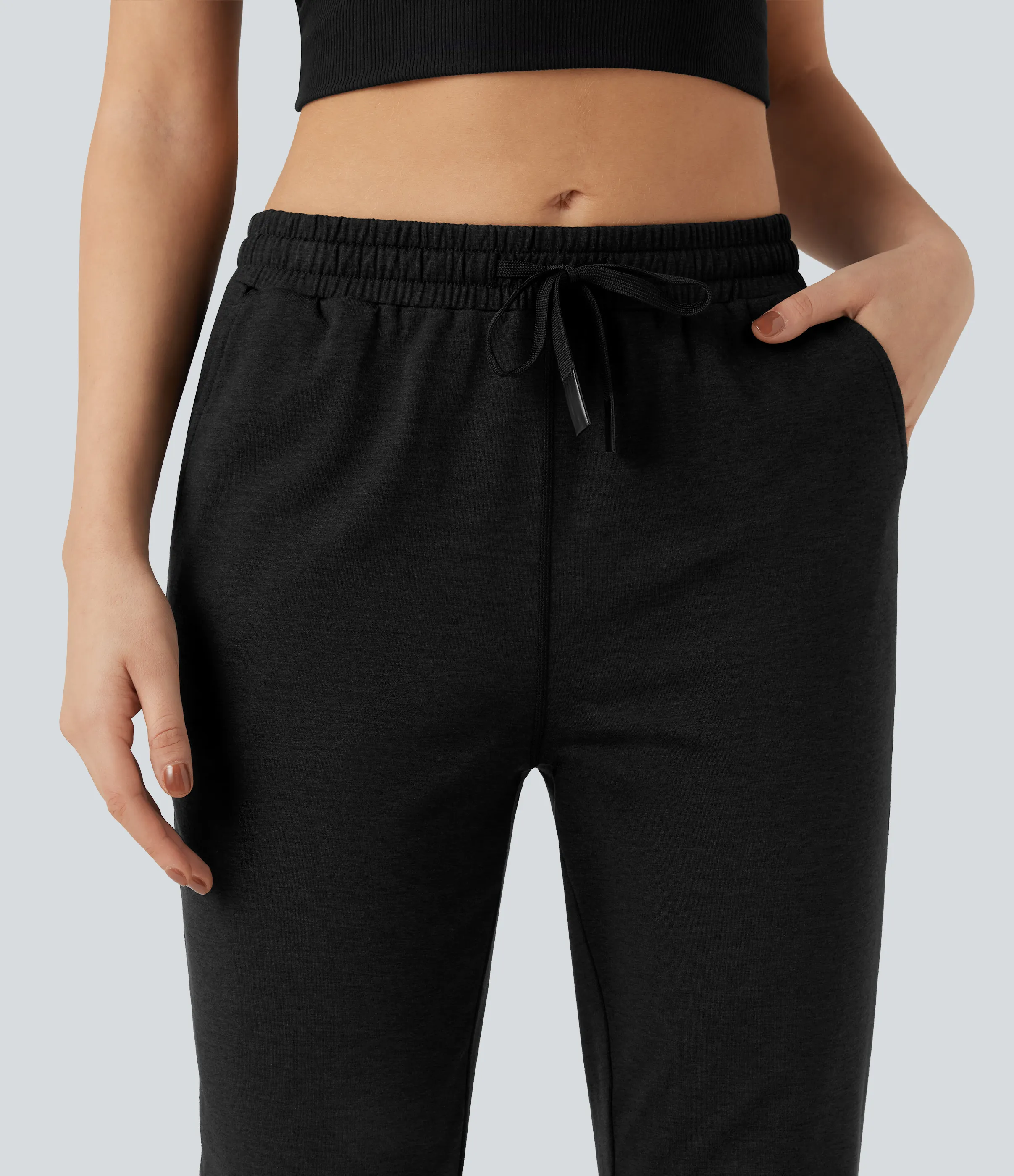 Halara Pantalones de descanso jaspeados de tiro medio con cordón y secado rápido con bolsillos - UPF 40+ - Coal Fade - S(regular) sold by Halara product image thumbnail 5