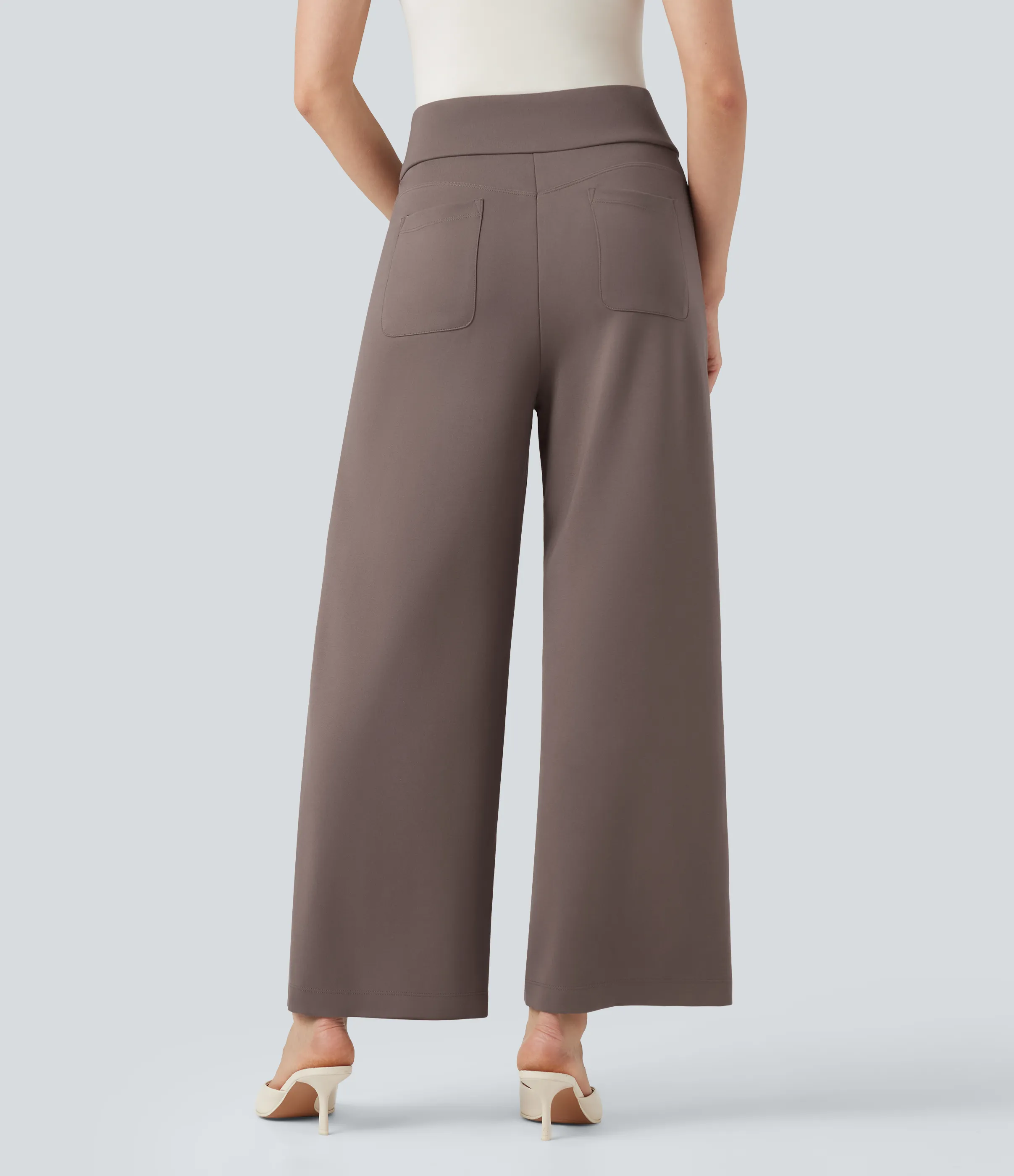 Halara Pantalones de oficina rectos Halara Flex™ de tiro alto cruzado de 7/8 con bolsillos - Iron - XL(regular) sold by Halara product image thumbnail 3