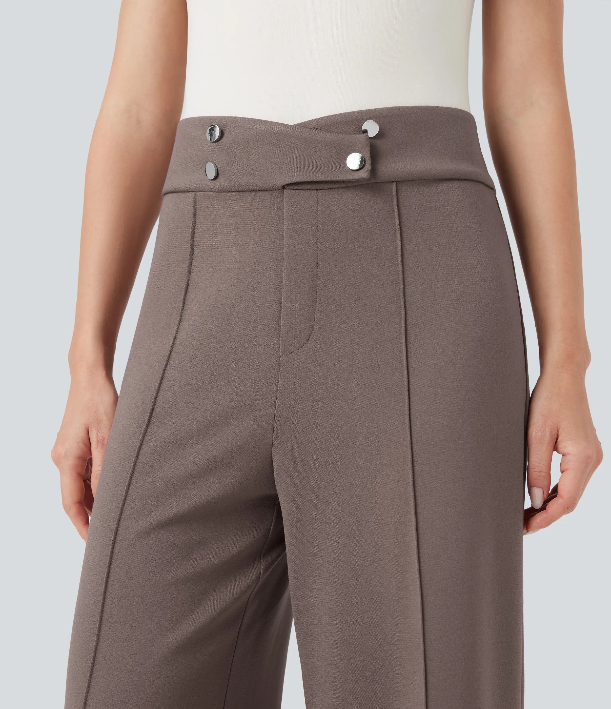 Halara Pantalones de oficina rectos Halara Flex™ de tiro alto cruzado de 7/8 con bolsillos - Iron - XL(regular) sold by Halara product image thumbnail 5