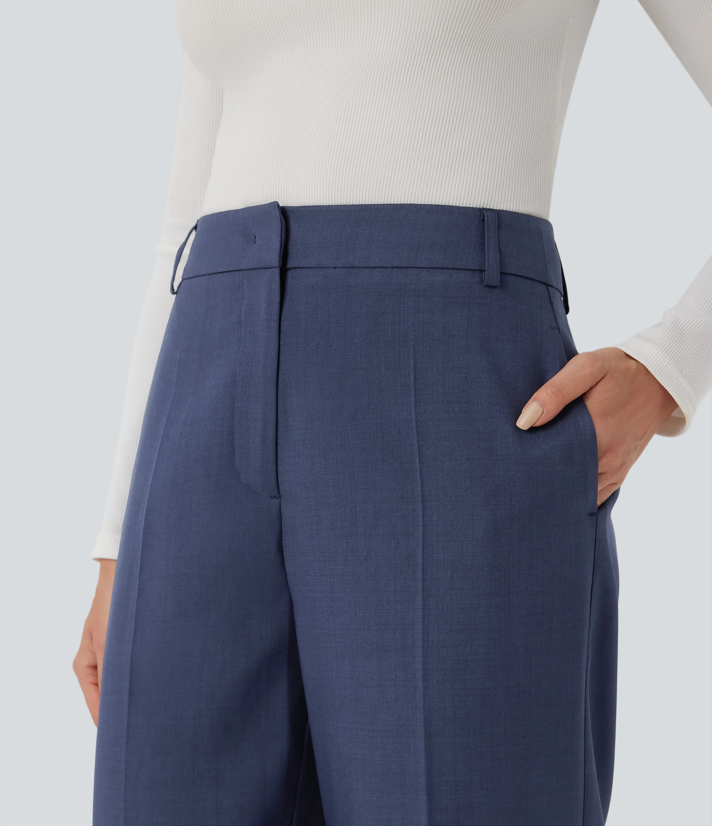 Halara Pantalones de oficina de tiro alto con corte acampanado y bolsillos - Crown Blue - XS(regular) sold by Halara product image thumbnail 5