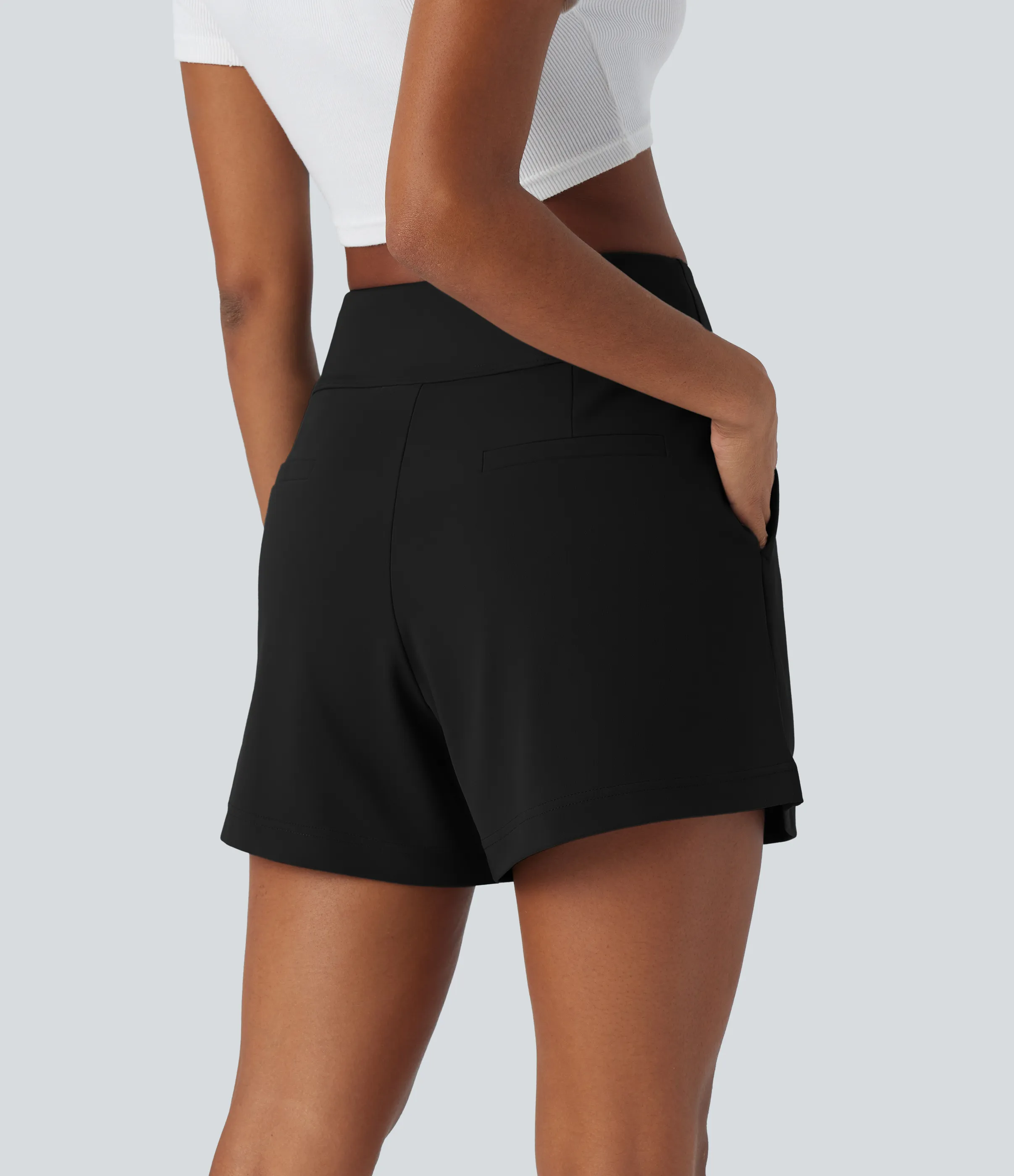 Halara Pantalón oficina pierna ancha bolsillo lateral plisado tiro alto - Black - XL sold by Halara product image thumbnail 3