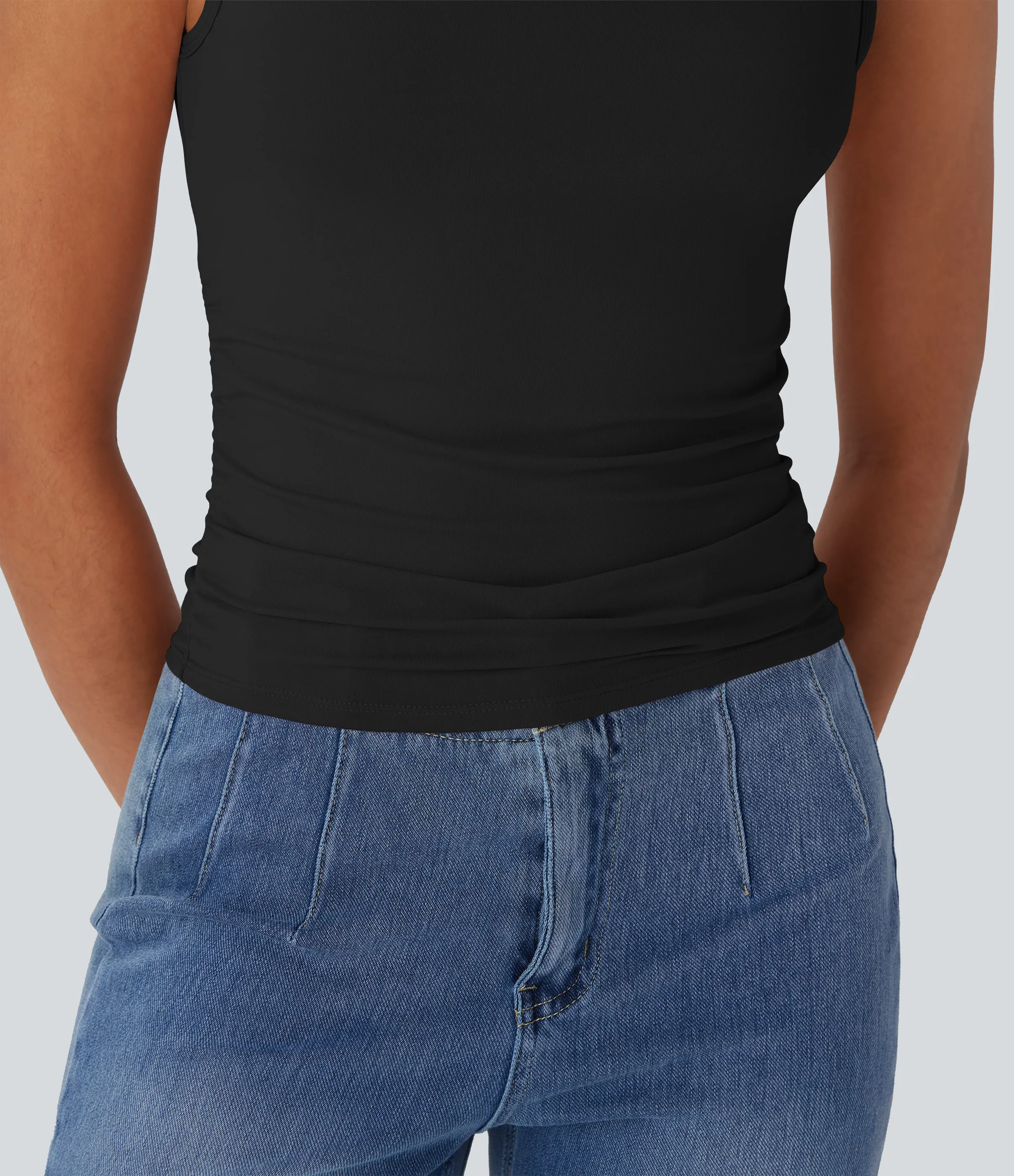Halara Top casual fruncido sin mangas con cuello barco - Black - L sold by Halara product image thumbnail 5