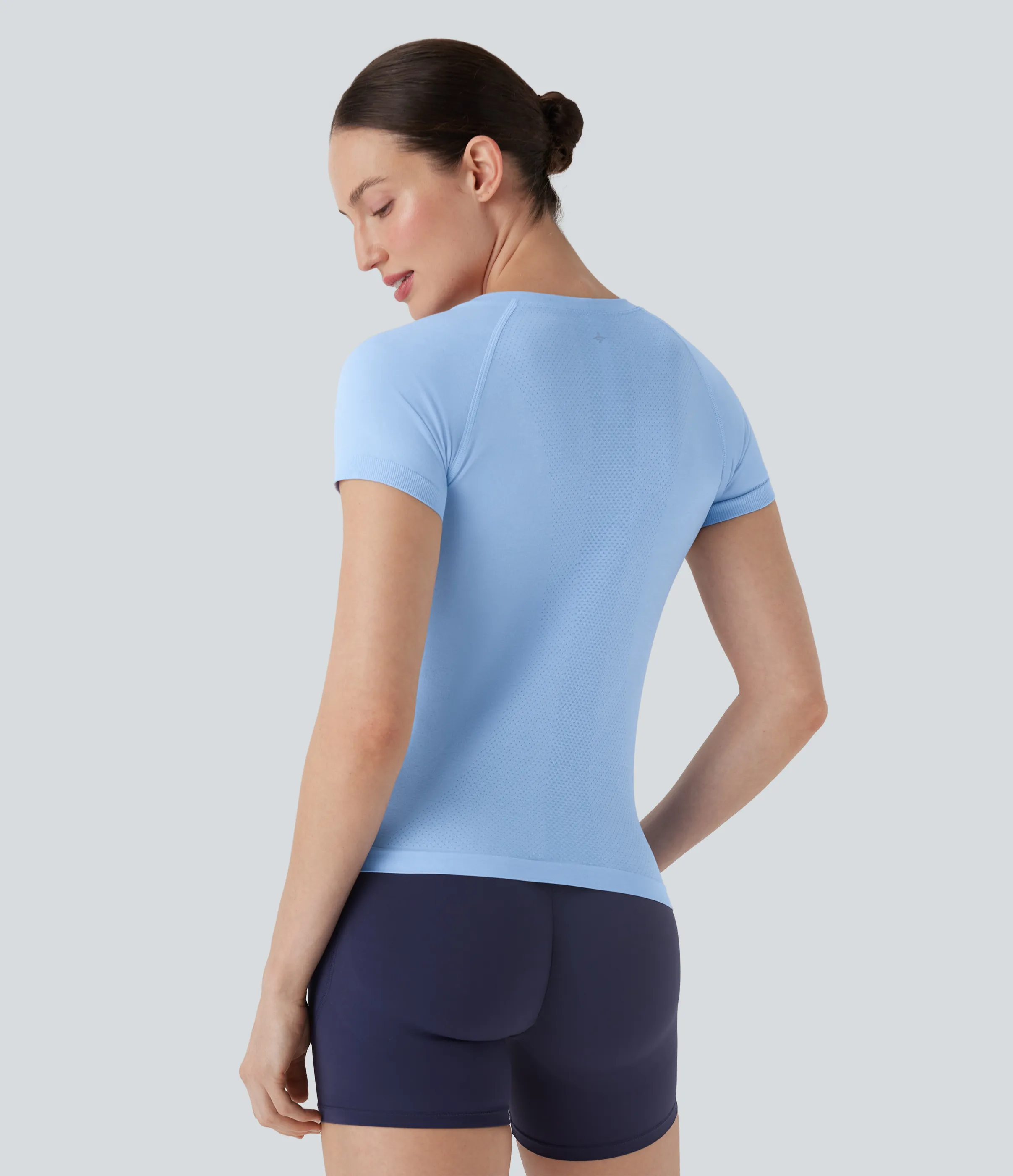 Halara Camiseta deportiva senderismo secado rápido corte manga corta flujo sin costura - Fresh Blue - XL sold by Halara product image thumbnail 3