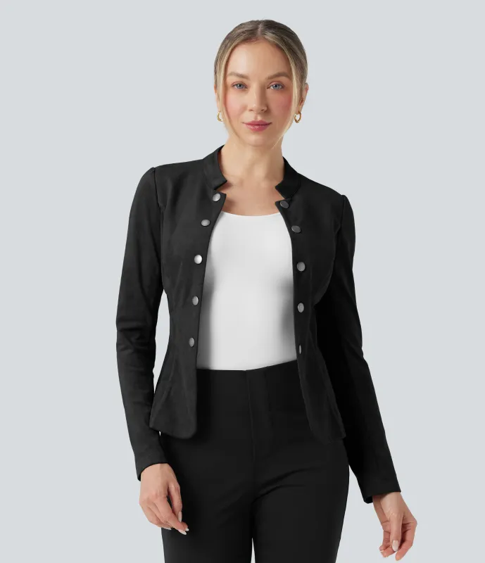 Halara Chamara de oficina fina de ante y manga larga - Black - M sold by Halara