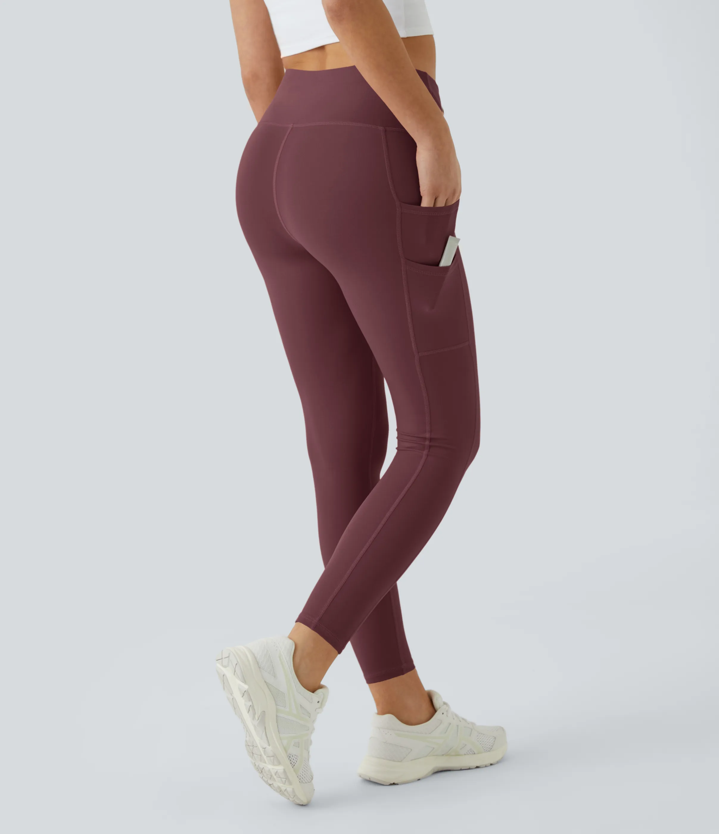 Halara Leggings Softlyzero™ liso bolsillo doble tiro alto-UPF50+ - Red Mahogany - M(full_length) sold by Halara product image thumbnail 3