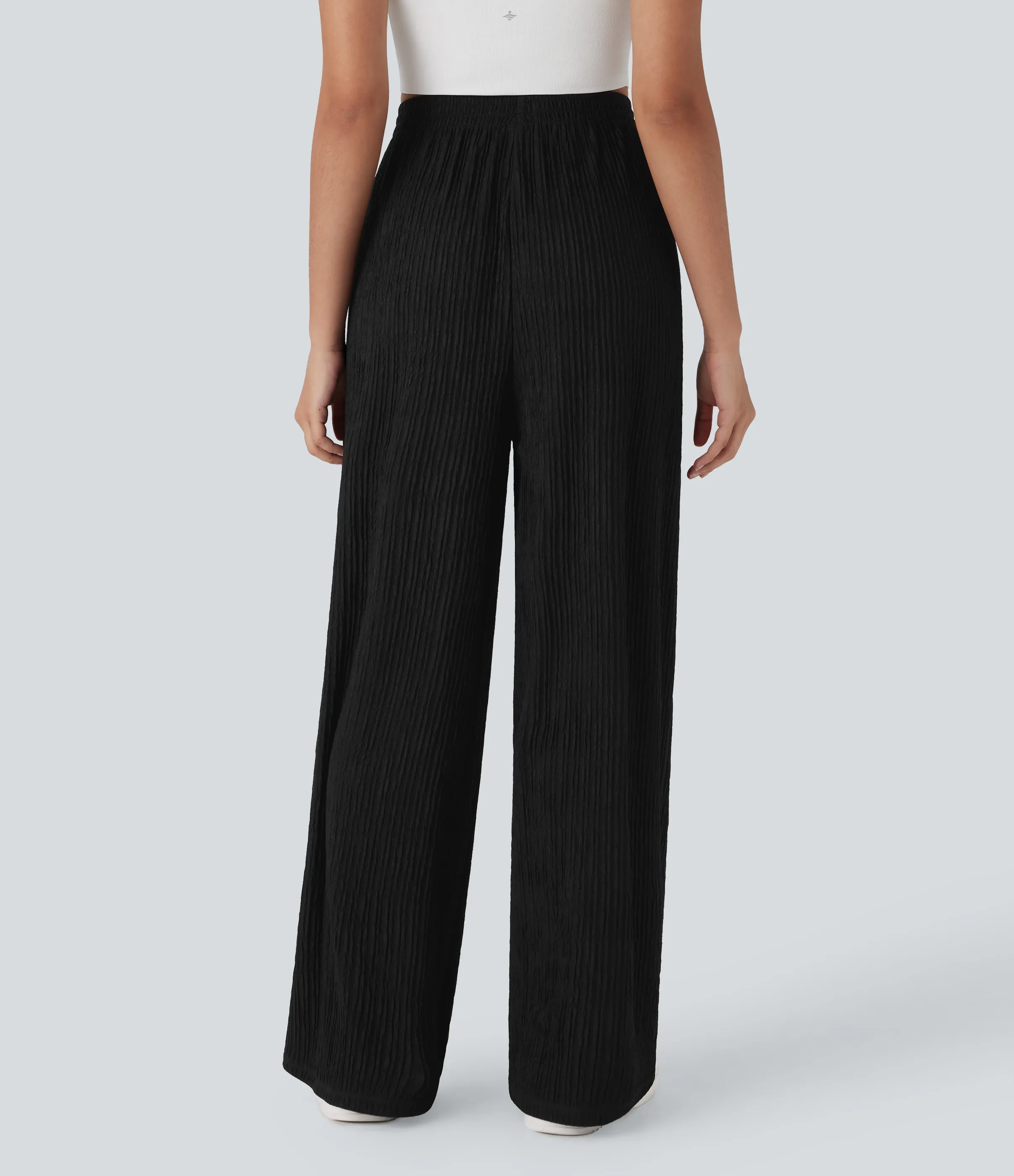 Halara Pantalones casuales rectos de tiro arrugados con bolsillos laterales - Black - S(regular) sold by Halara product image thumbnail 3