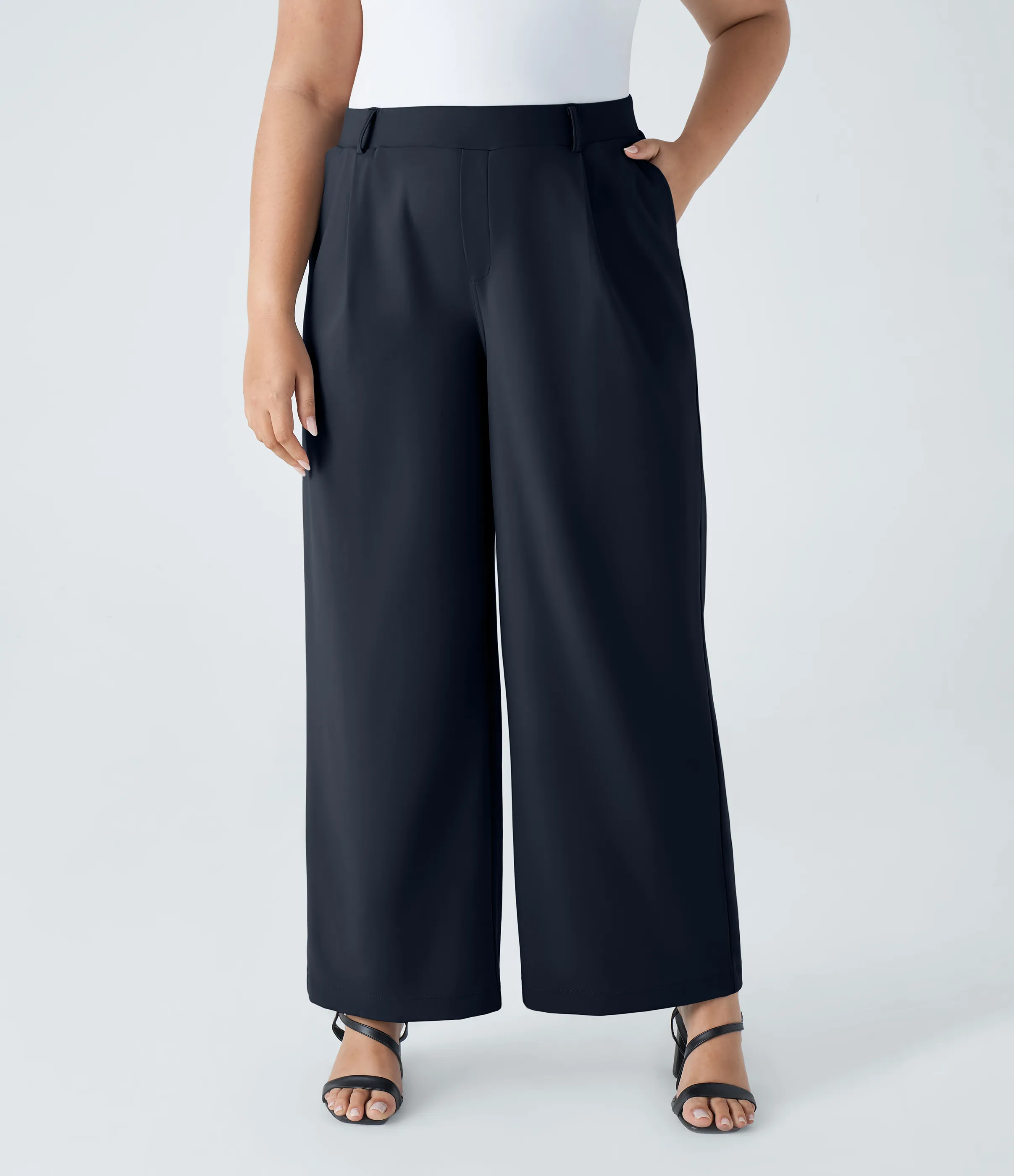 Halara Pantalón oficina tiro alto recto bolsillo lateral pinzas talla grande - Midnight Blue - 3X(regular) sold by Halara product image thumbnail 2