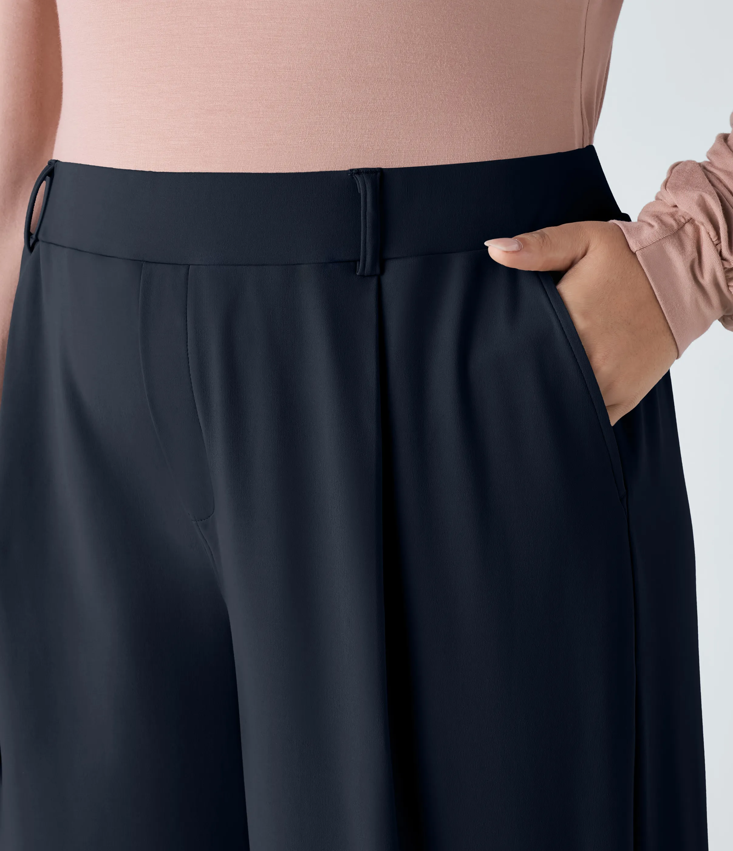 Halara Pantalón oficina tiro alto recto bolsillo lateral pinzas talla grande - Midnight Blue - 3X(regular) sold by Halara product image thumbnail 5