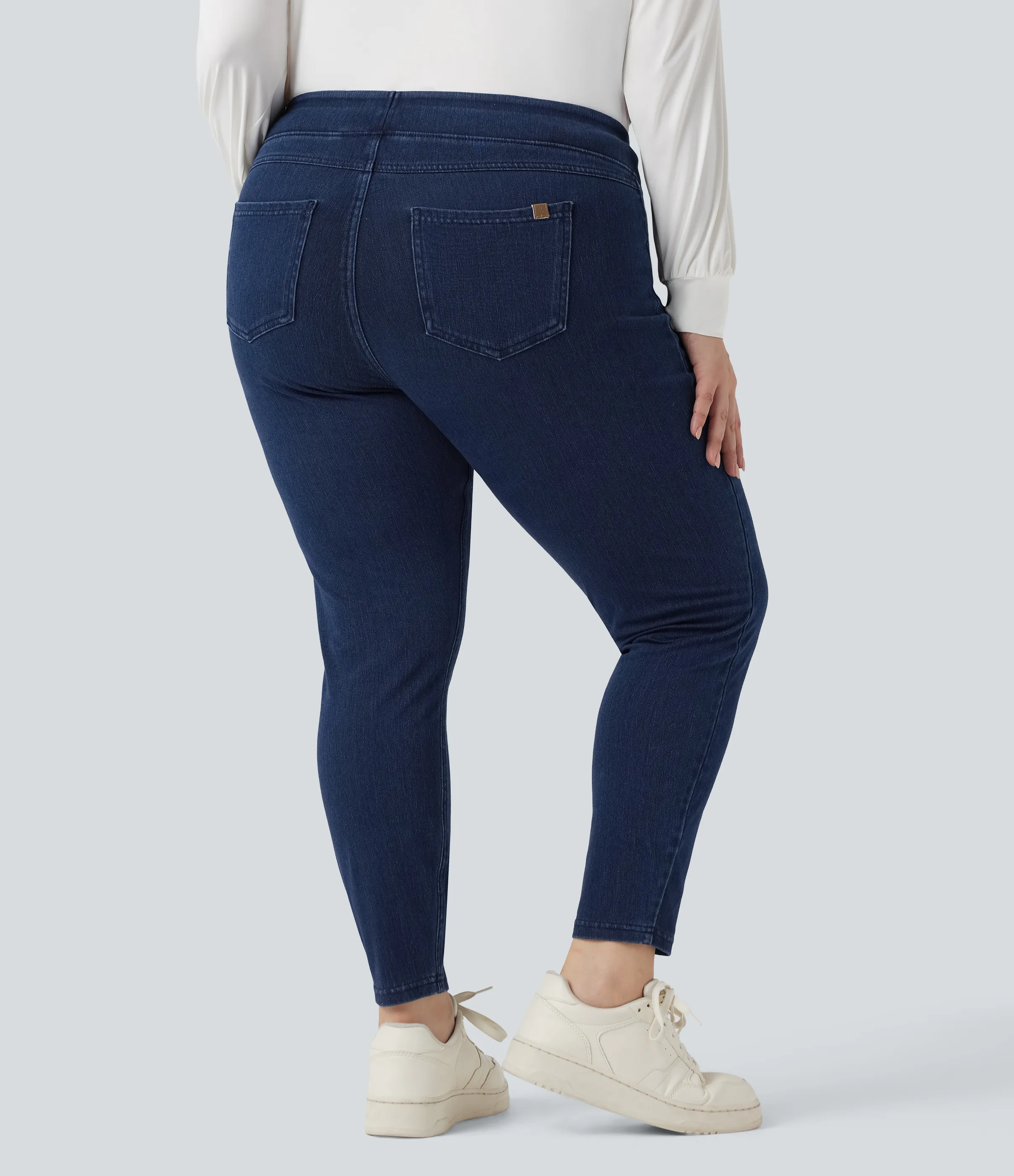 Halara Leggings Halara Flex™ Denim elásticos de talla grande con tiro alto y bolsillos traseros - Midnight Blue Denim - 2X sold by Halara product image thumbnail 2