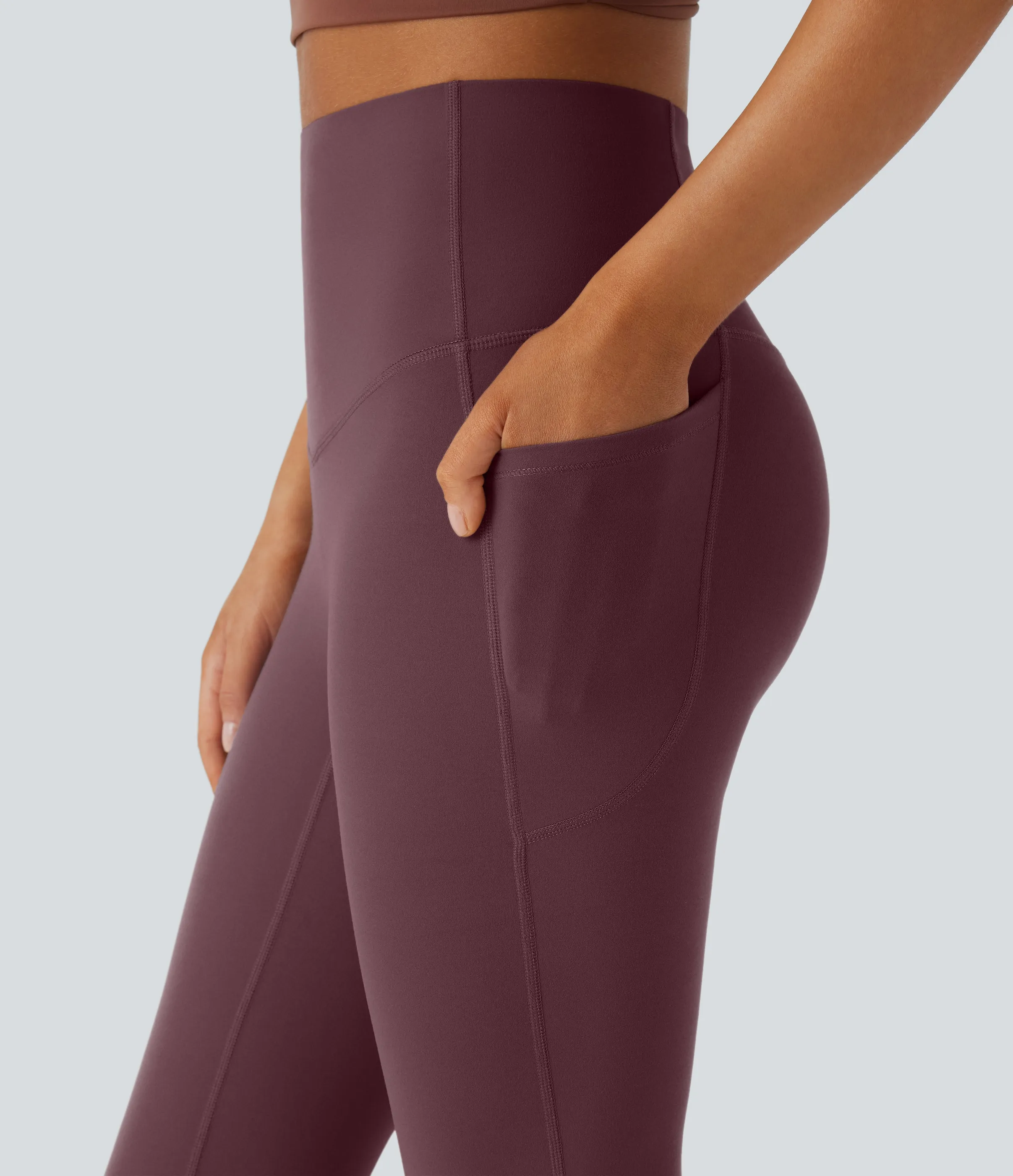 Halara Leggings SoCinched UltraSculpt yoga Bootcut tiro alto control abdomen bolsillo lateral moldeador - Evening Red - XS(regular) sold by Halara product image thumbnail 5