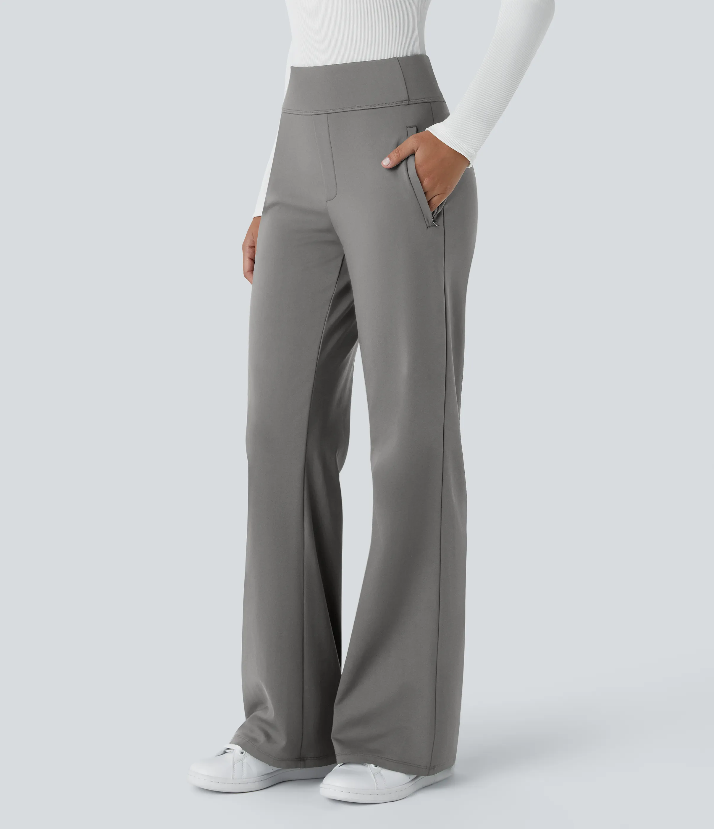 Halara Pantalón oficina acampanado bolsillo lateral tiro alto - Silent Storm - L(regular) sold by Halara product image thumbnail 2