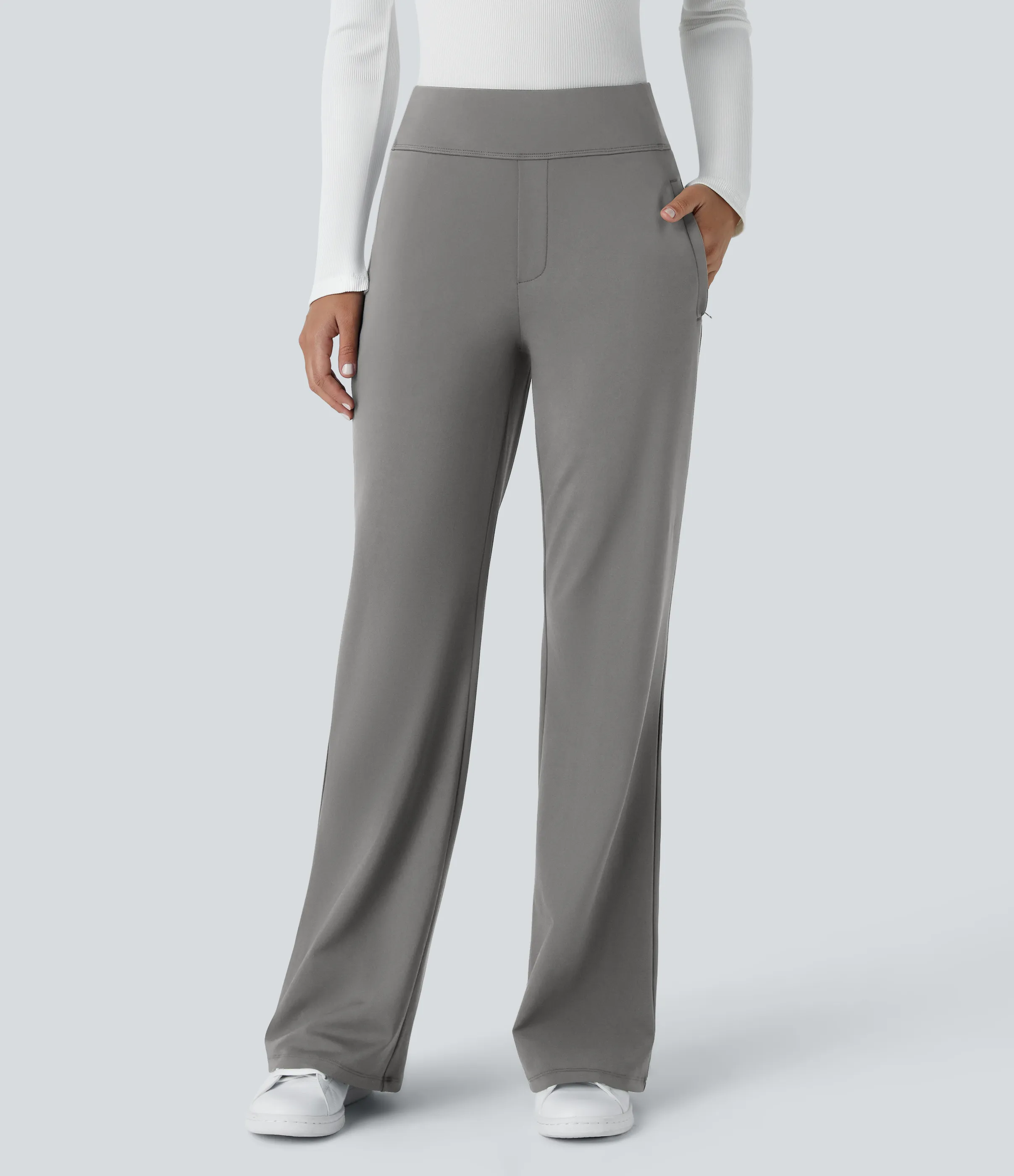 Halara Pantalón oficina acampanado bolsillo lateral tiro alto - Silent Storm - L(regular) sold by Halara product image thumbnail 4