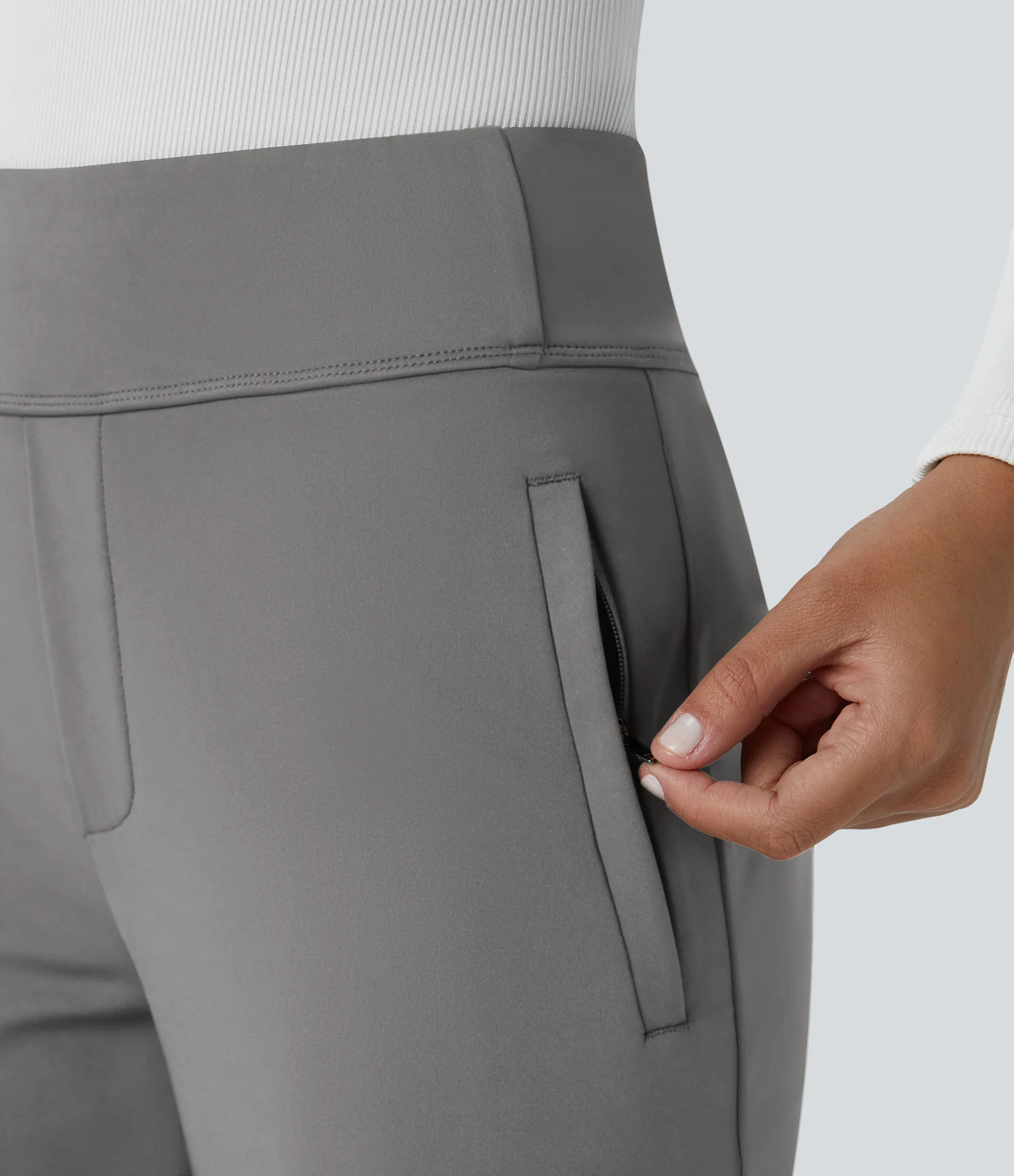 Halara Pantalón oficina acampanado bolsillo lateral tiro alto - Silent Storm - L(regular) sold by Halara product image thumbnail 5
