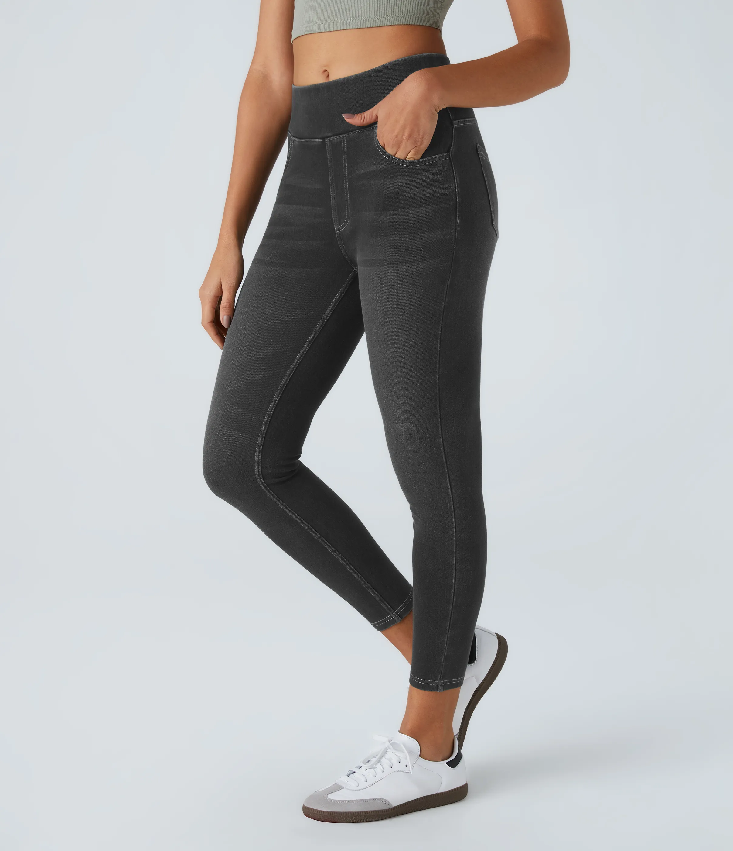 Halara Leggings Halara Flex™ Denim mezclilla elástico bolsillo trasero tiro alto - Carbon Paint Denim - XS(7/8) sold by Halara product image thumbnail 2