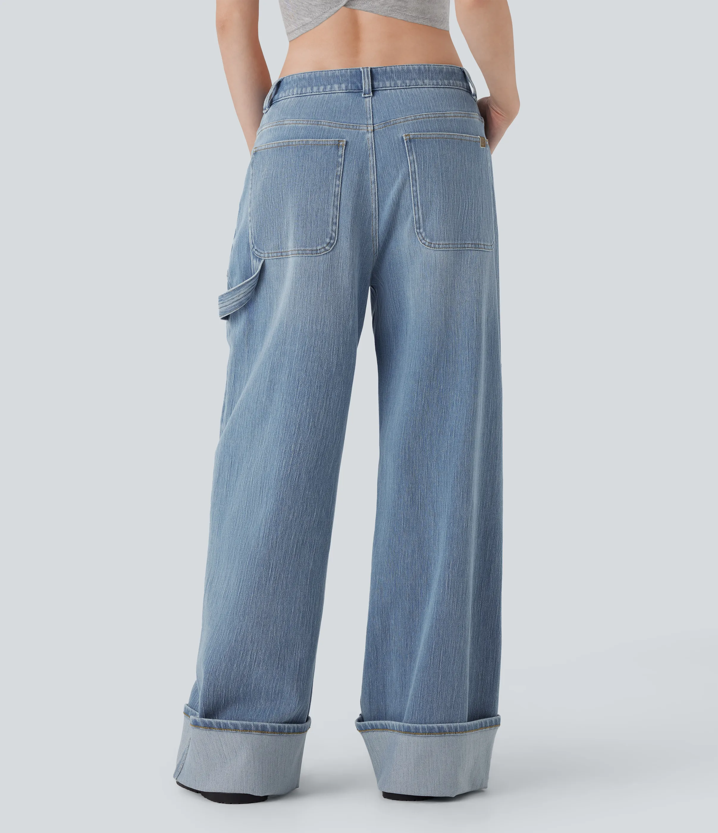 Halara Jeans holgado Baggy Halara Flex™ Denim elástico estilo desgastado con dobladillo enrollado y tiro bajo con bolsillos - Blue Jasper Denim - S(regular) sold by Halara product image thumbnail 3