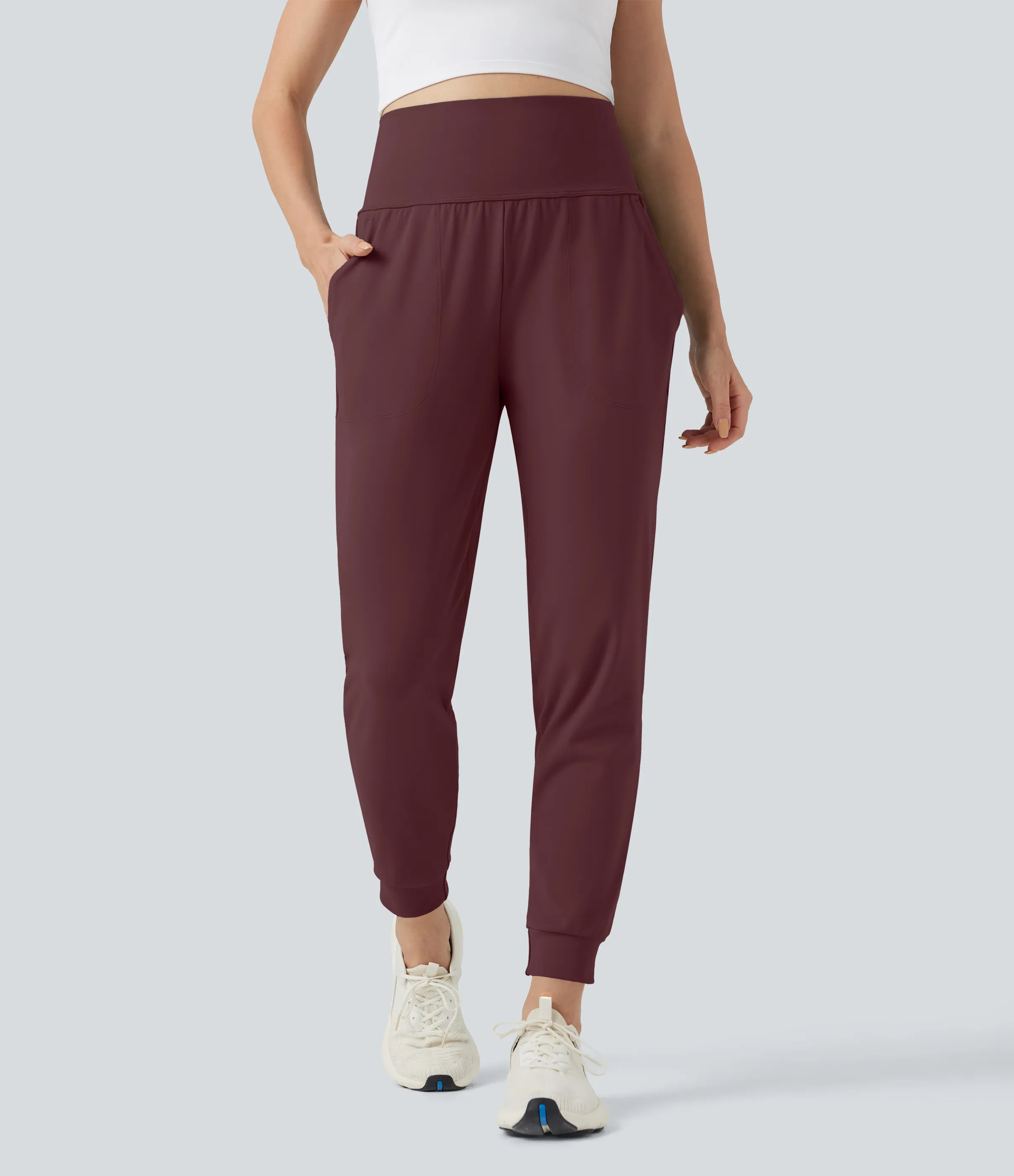 Halara Pantalones deportivos de tiro medio con control de abdomen y bolsillos SoCinched - Red Mahogany - XL(regular) sold by Halara product image thumbnail 2