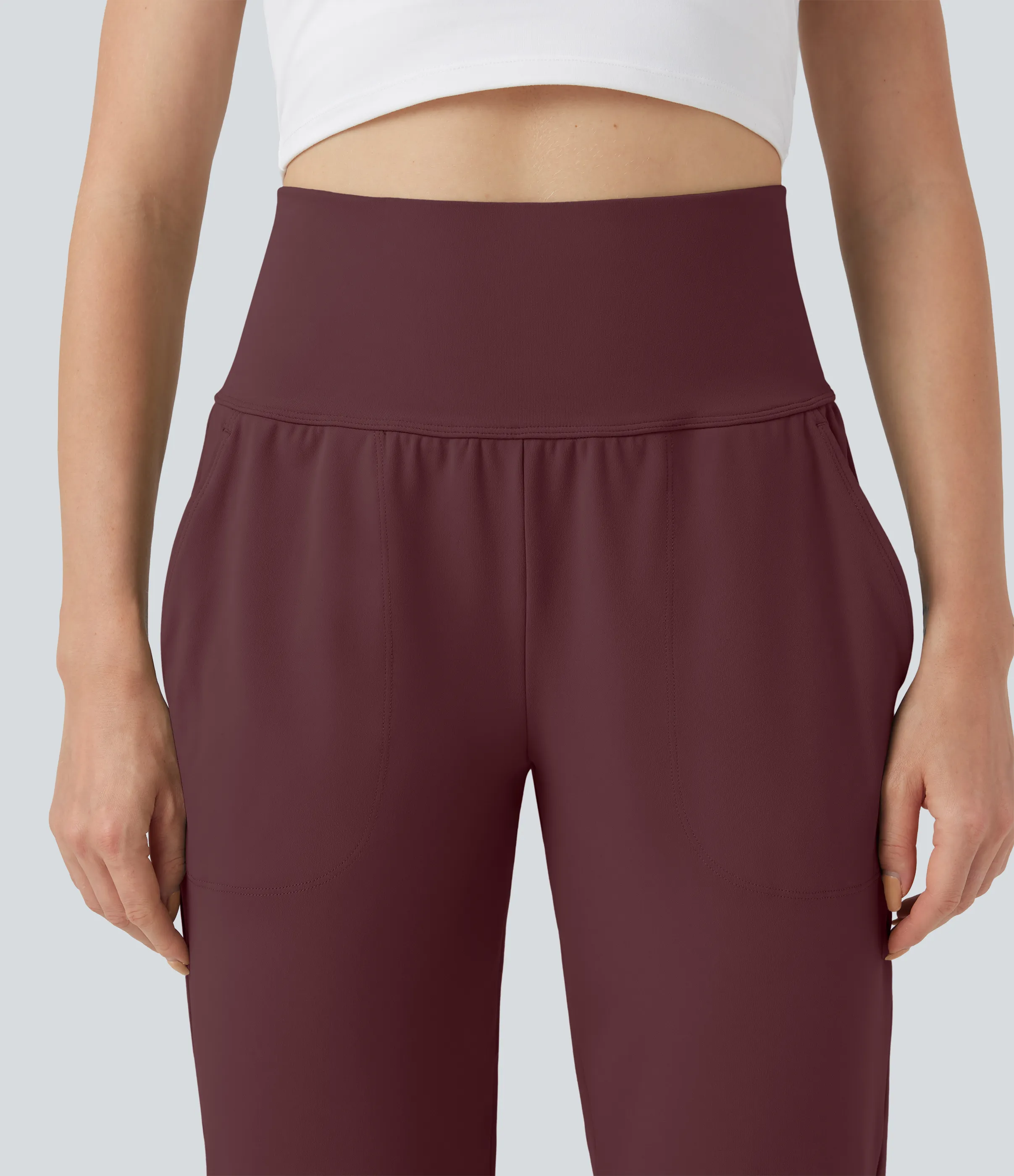 Halara Pantalones deportivos de tiro medio con control de abdomen y bolsillos SoCinched - Red Mahogany - XL(regular) sold by Halara product image thumbnail 5