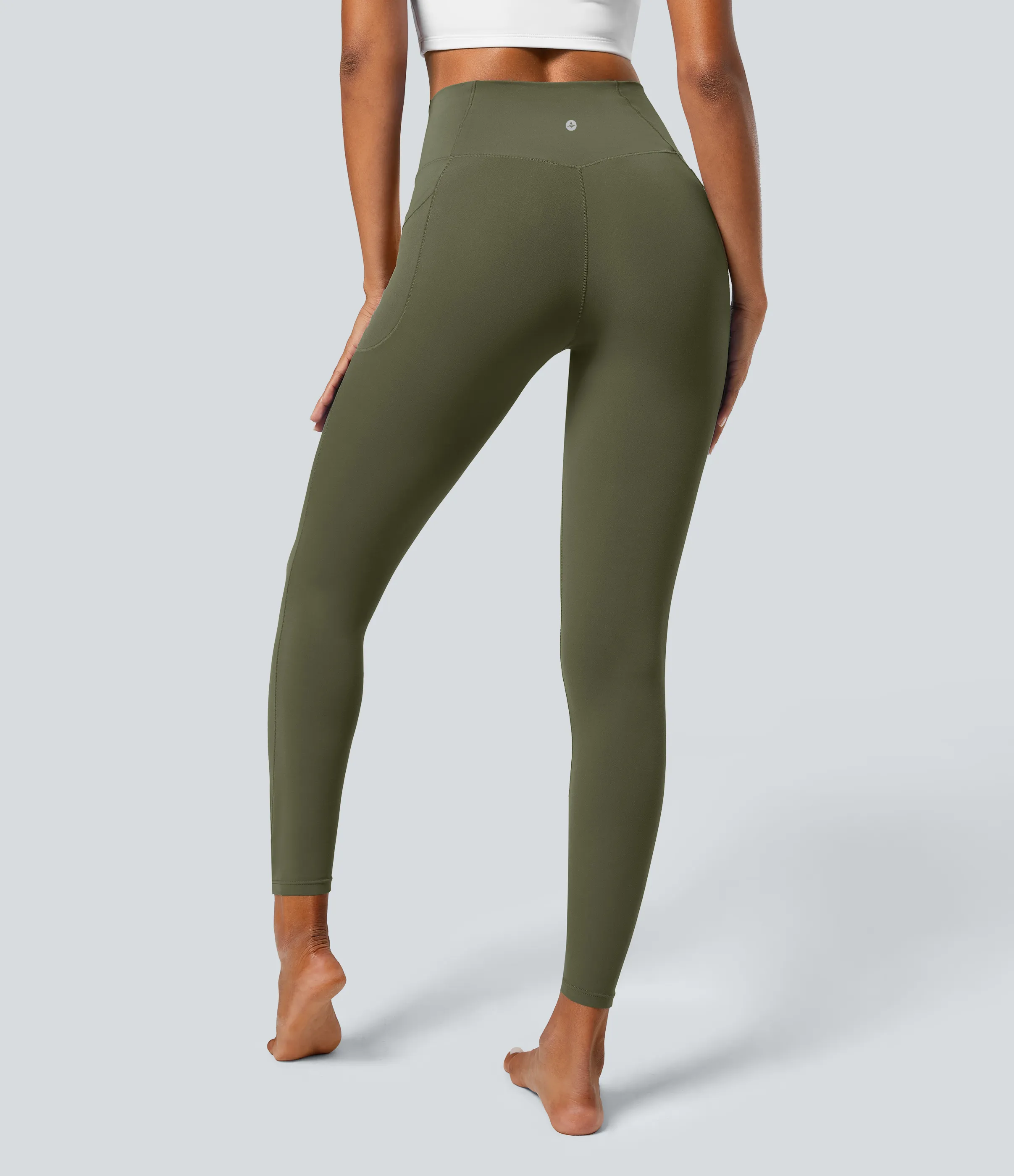 Halara Leggings Softlyzero™ liso bolsillo cruzado - Grass Grey Green - XS(full_length) sold by Halara product image thumbnail 3
