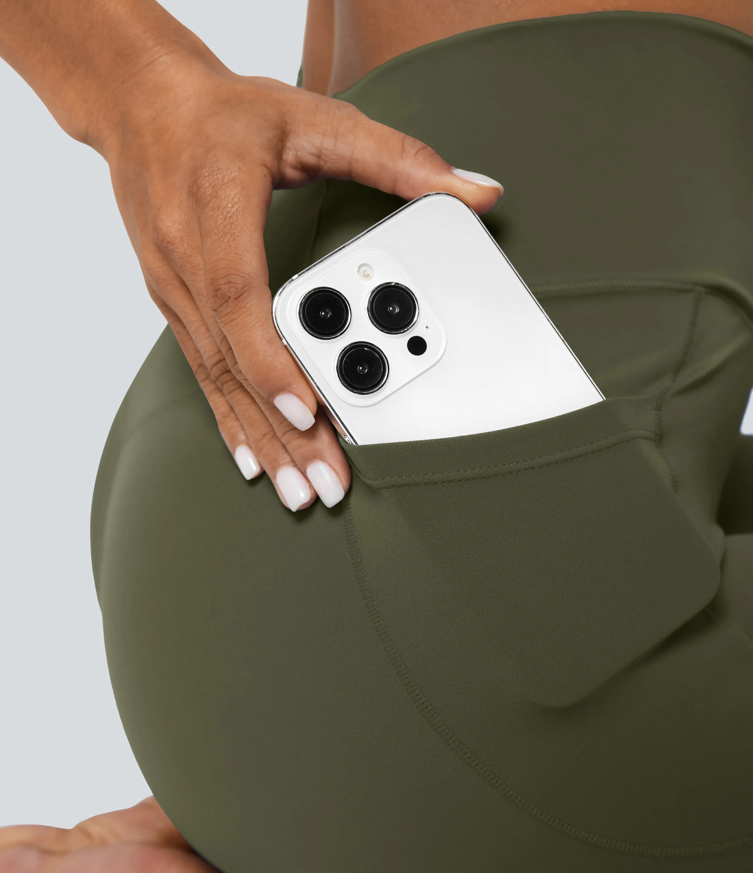 Halara Leggings Softlyzero™ liso bolsillo cruzado - Grass Grey Green - XS(full_length) sold by Halara product image thumbnail 5