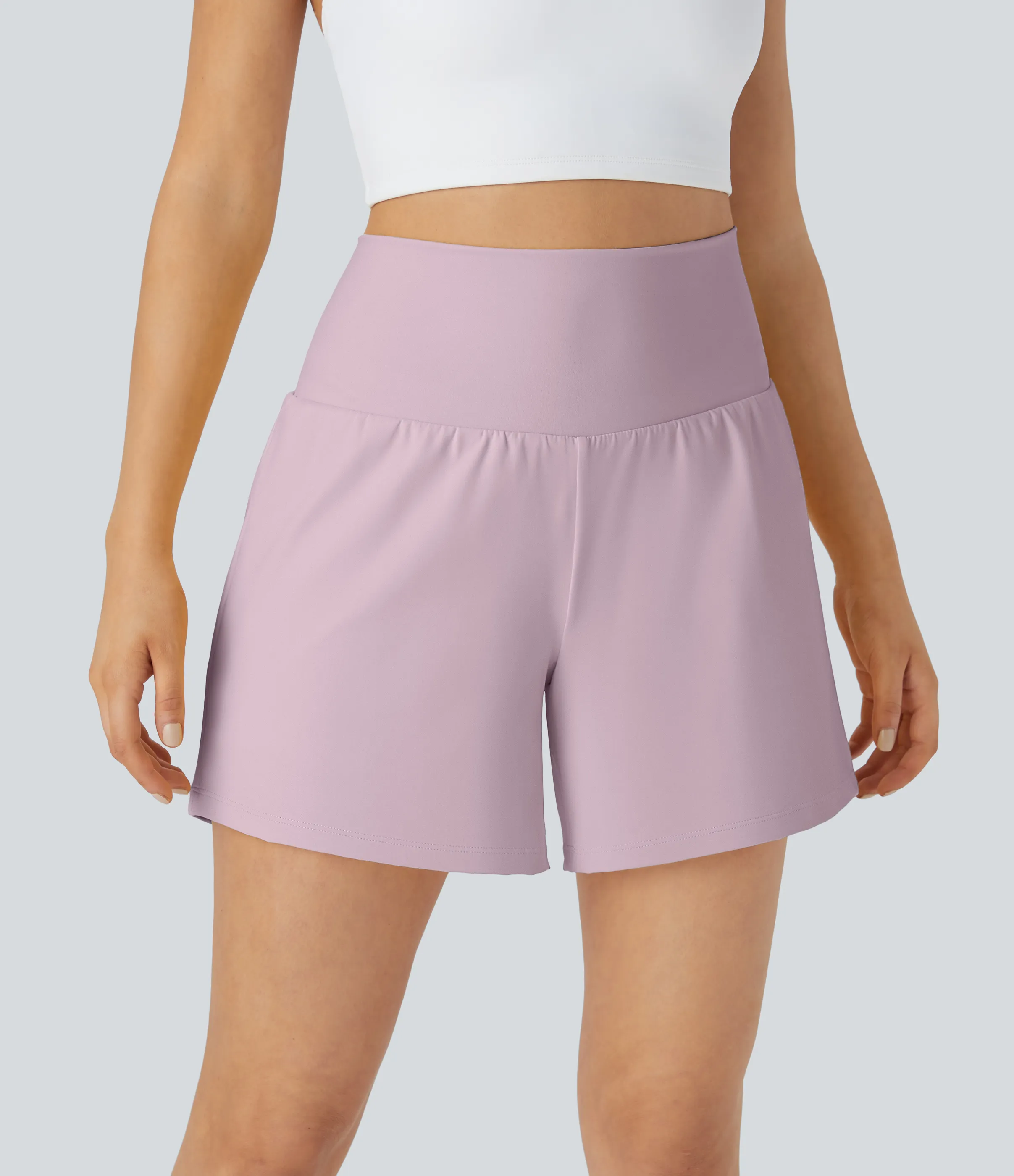 Halara Pantalón corto yoga 2 en 1 bolsillo trasero oculto tiro súper alto bolsillo lateral oculto 12.5cm-más largo - Pink Purple - XS(Long) sold by Halara product image thumbnail 4